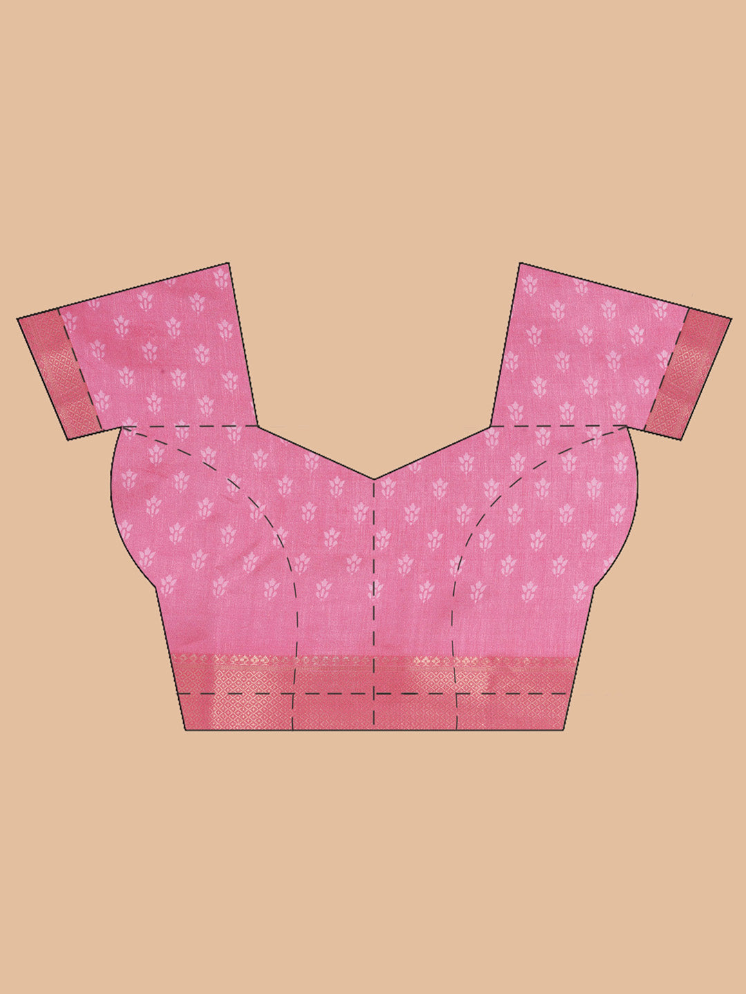 Cotton Silk Batik Print Saree - Pink