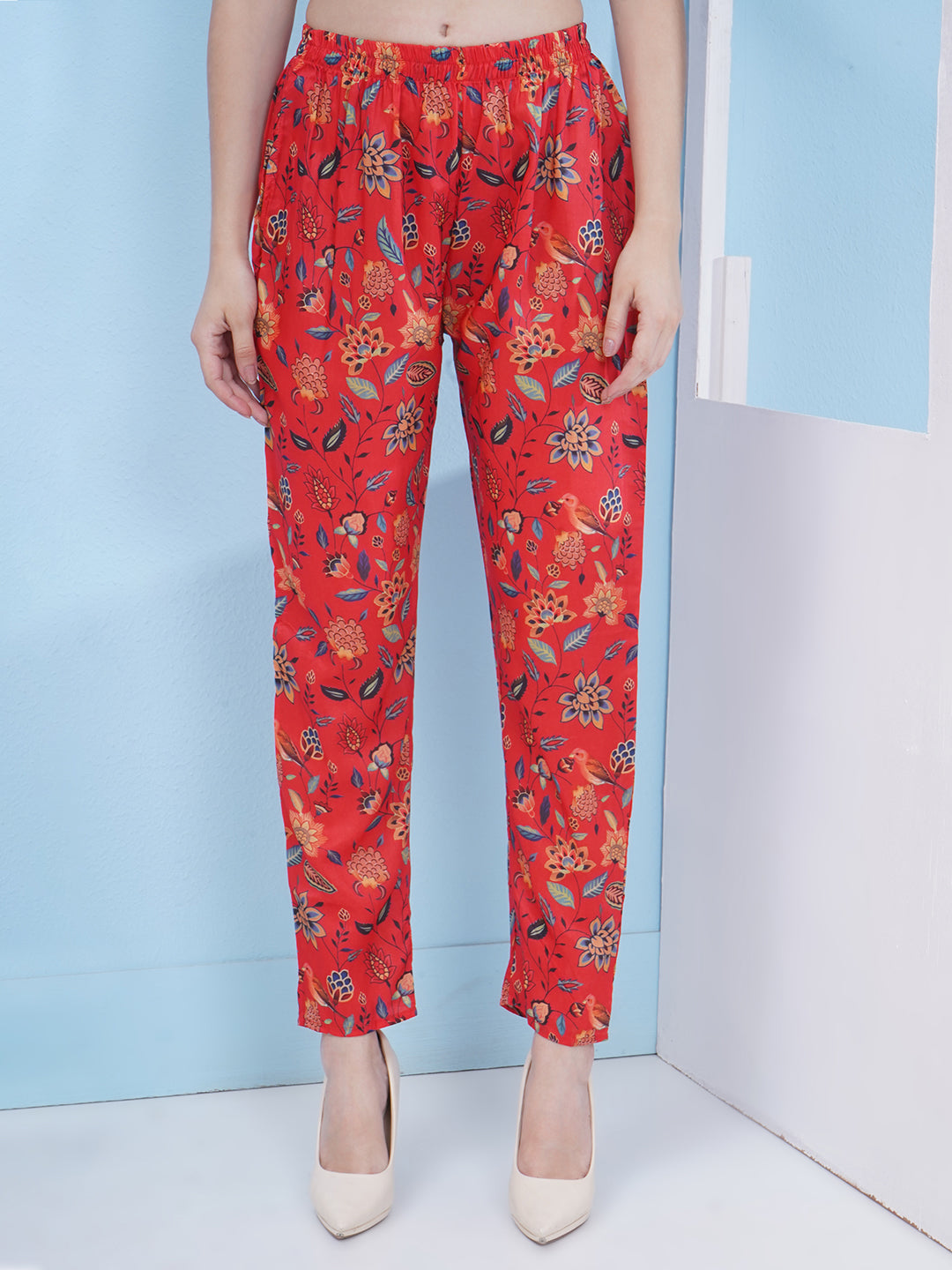 Muslin Floral Print Co-Ord Set - Red