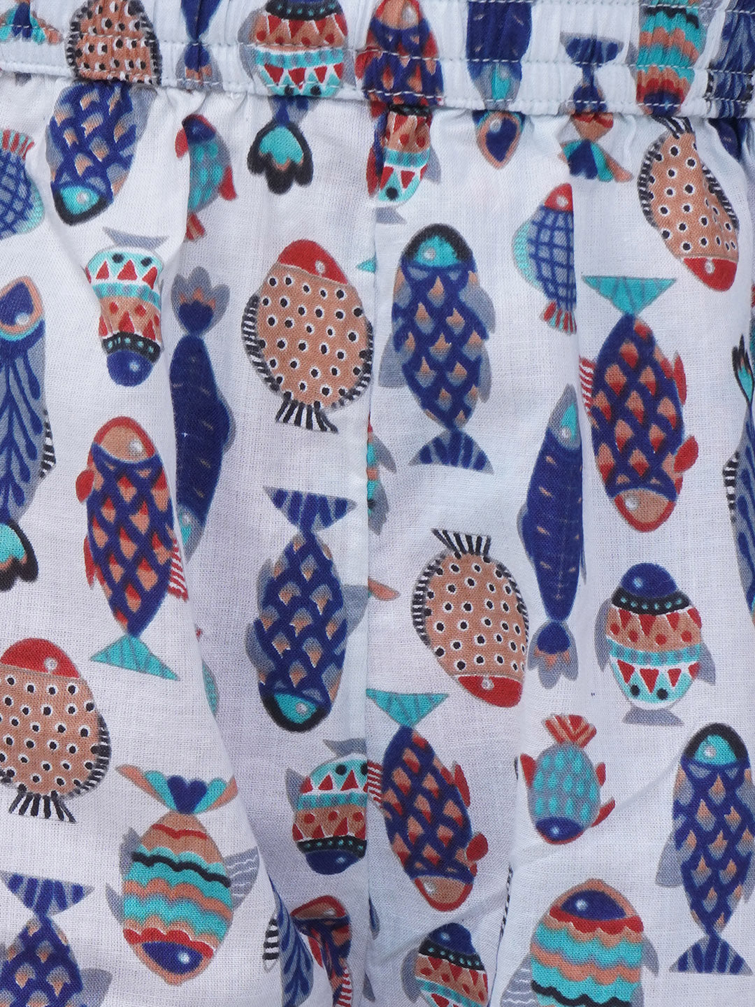 Boys Motifs Printed Short Set - White & Blue