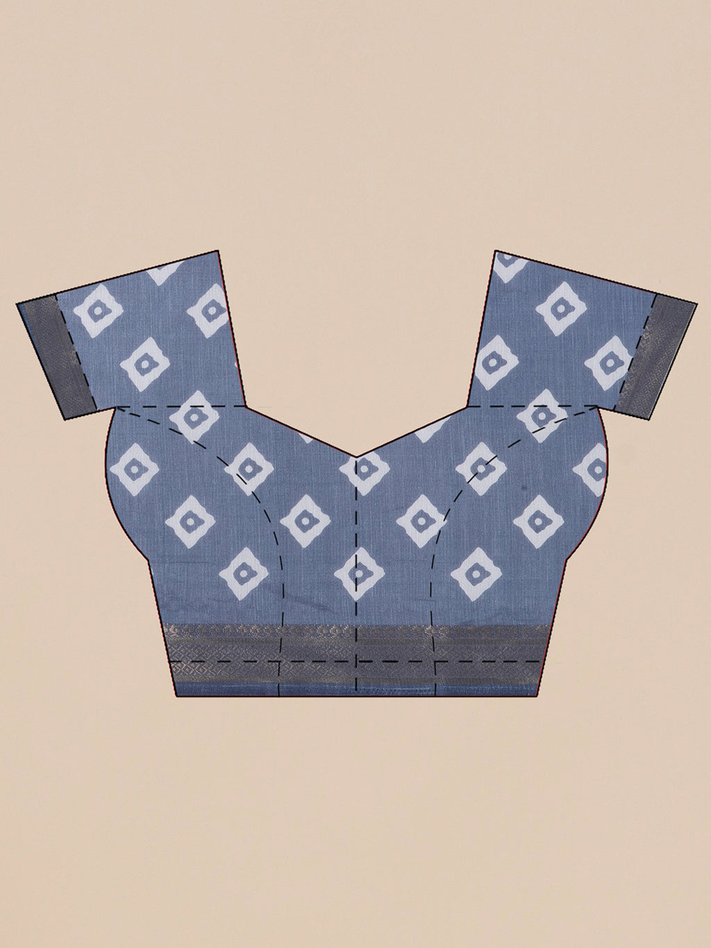 Cotton Silk Chevron Pattern Saree - Pastel Blue