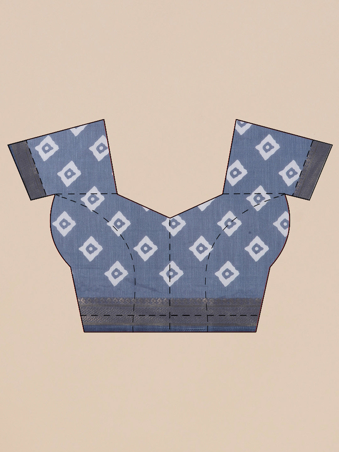 Cotton Silk Chevron Pattern Saree - Pastel Blue