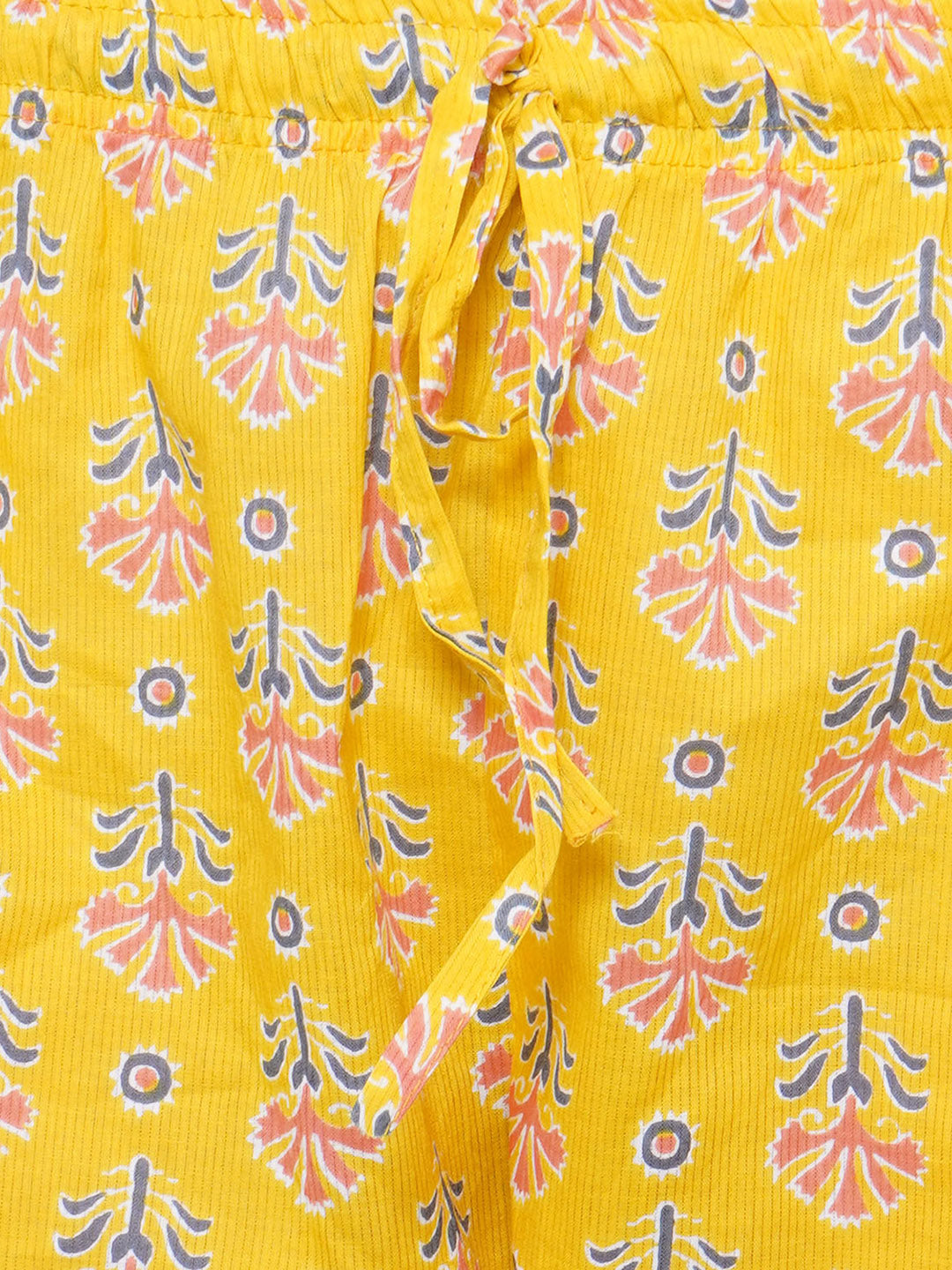 Printed Kaftan Lounge Wear - Yellow