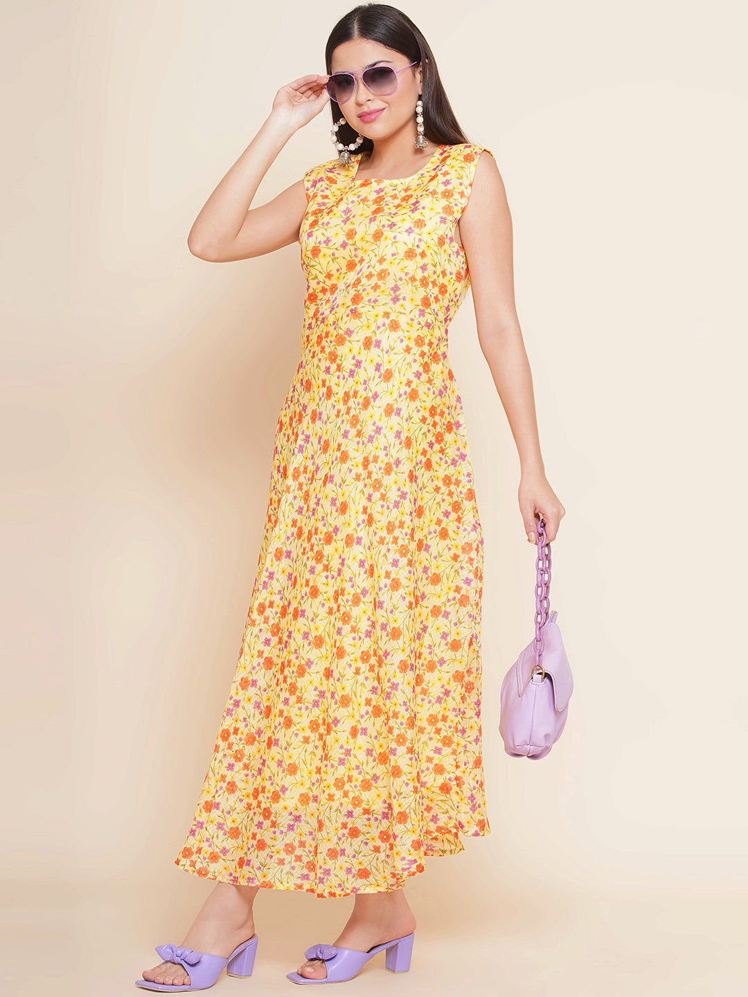Floral Kota Doria Dress