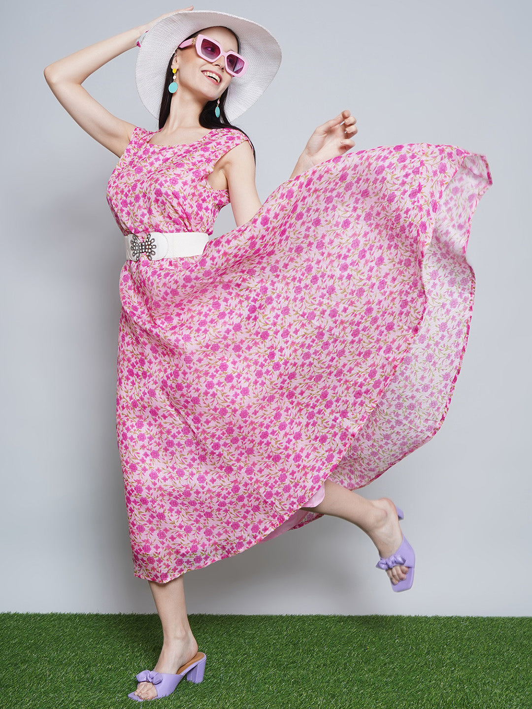 Floral Kota Doria Dress