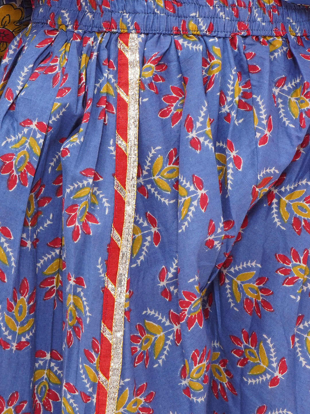 Girls Gotta Patti Printed off shoulder Kurti with Dhoti Pant - Purple