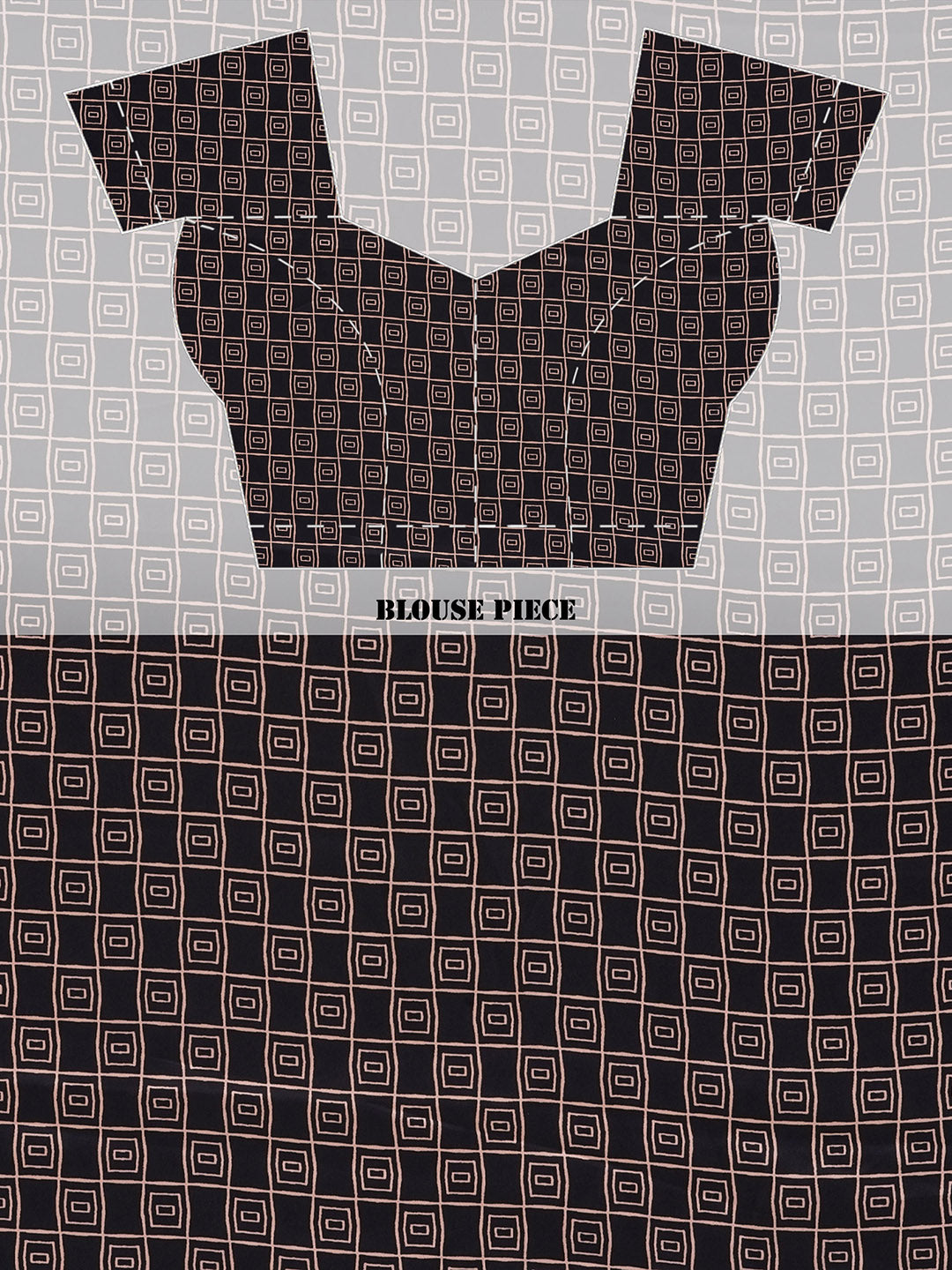Graphic Printed Crepe-Silk Saree - Peach
