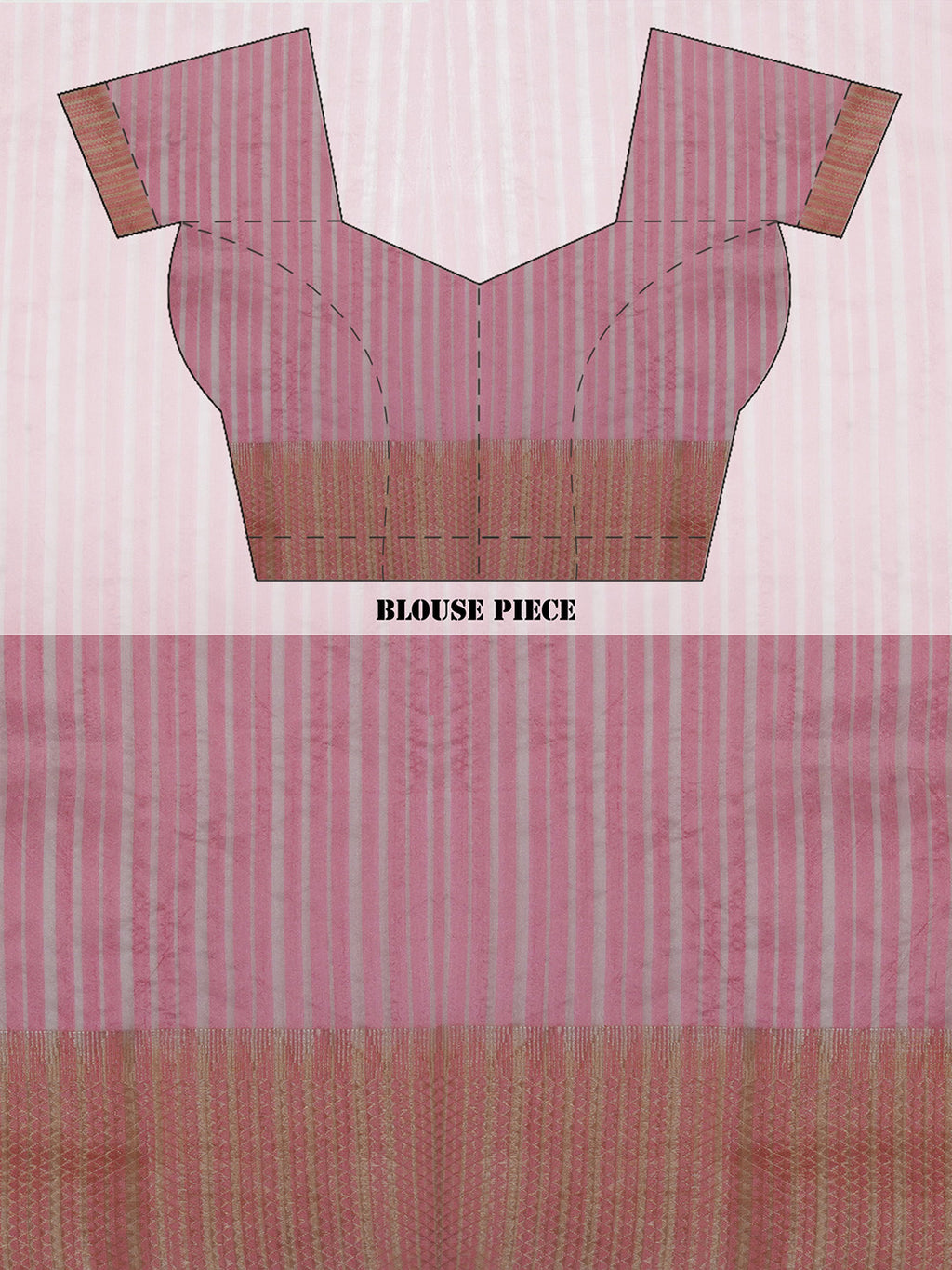 Tussar Silk Saree with Golden Zari Work - Coral Pink