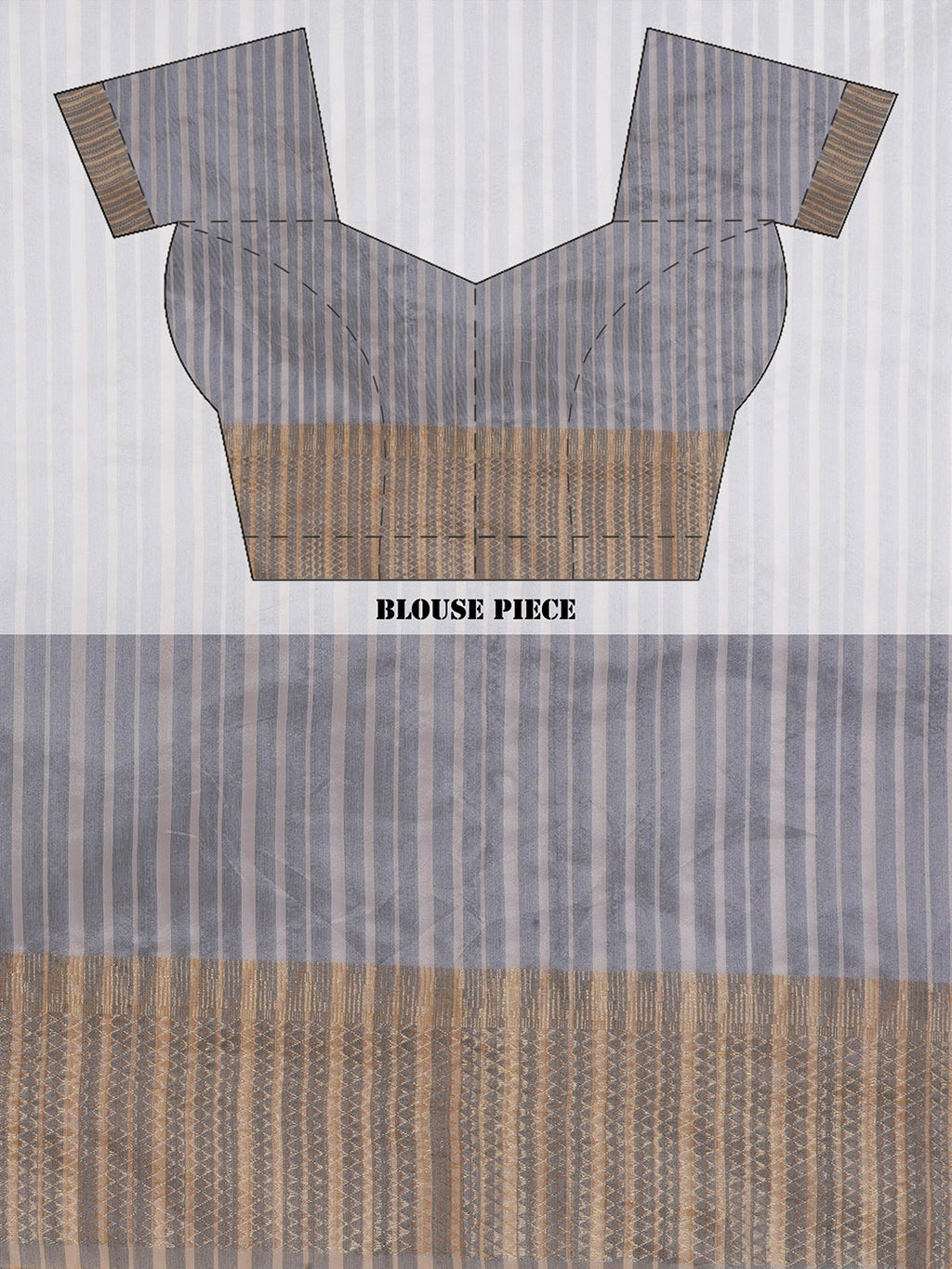 Tussar Silk Saree with Golden Zari Work - Grey