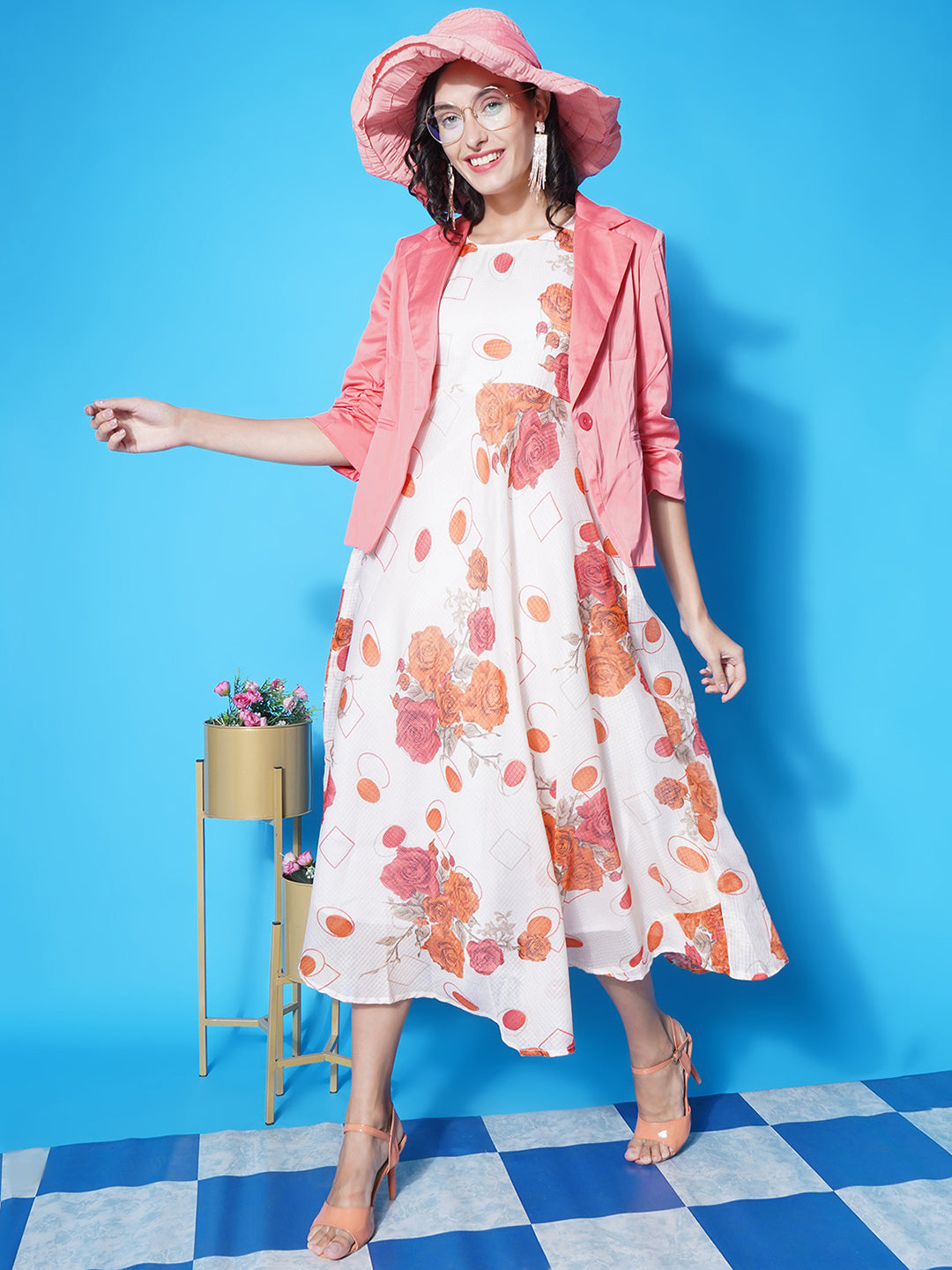 Floral Kota Doria Dress