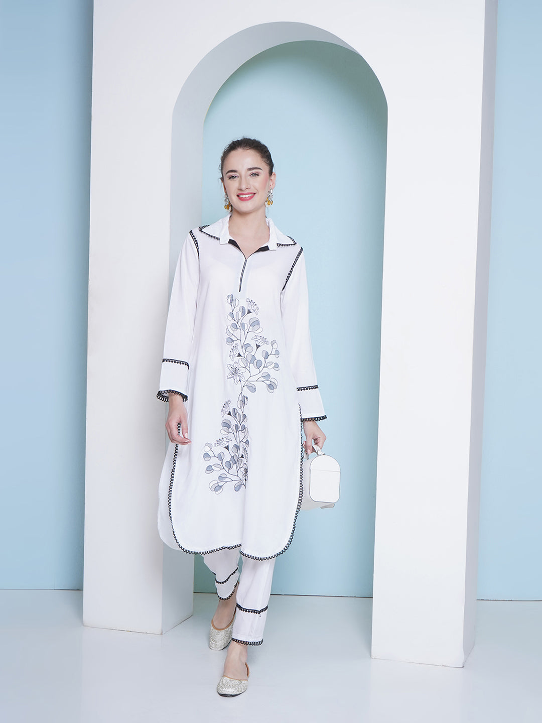 Embroidery Co-Ord Set - White