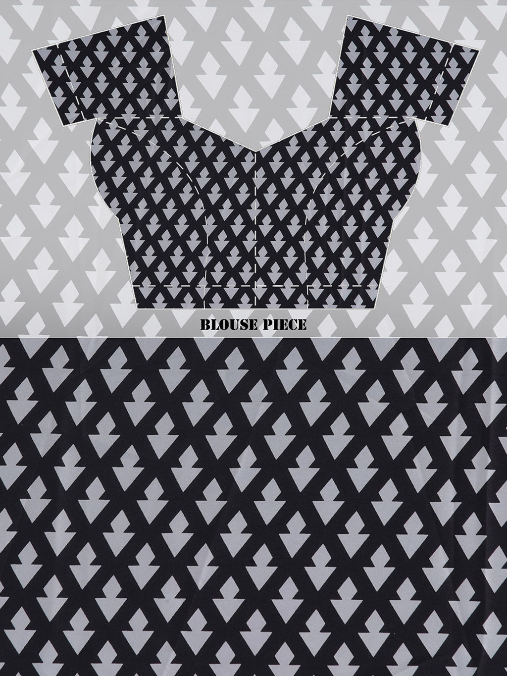 Graphic Printed Crepe-Silk Saree - Grey & Black