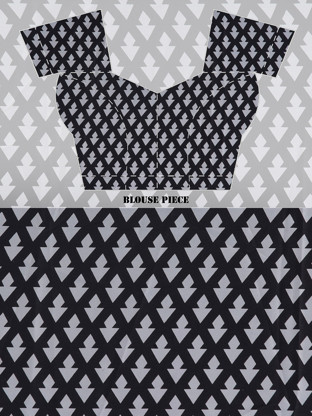 Graphic Printed Crepe-Silk Saree - Grey & Black