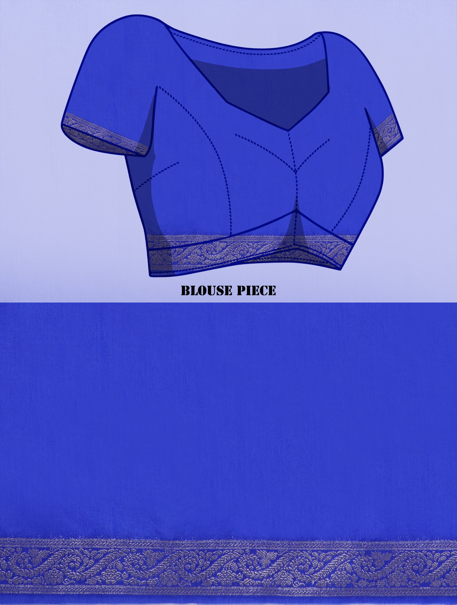 Banarasi Raw Silk With Zari Border - Deep Blue