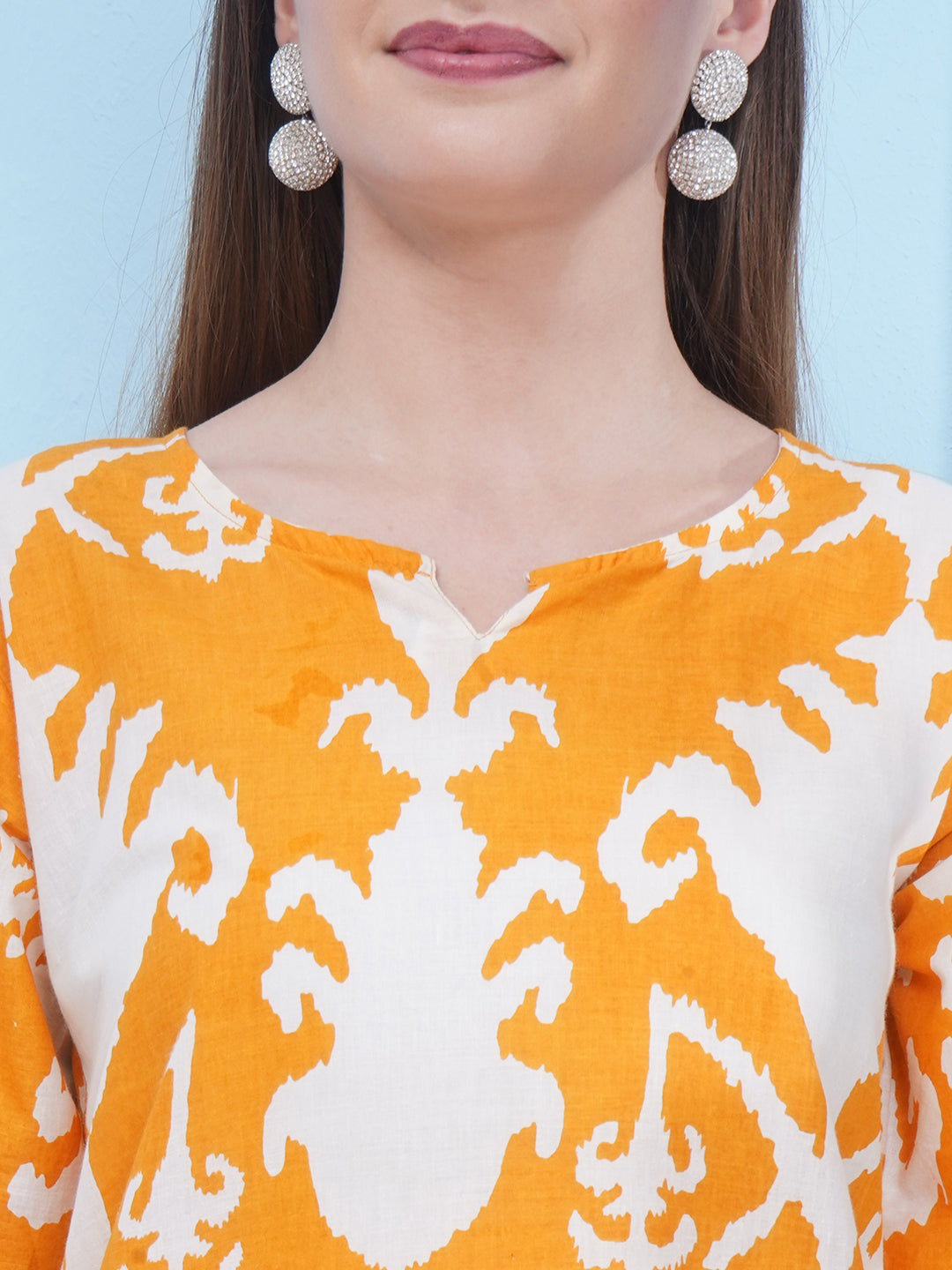 Motifs Printed Cotton Co-ord Set - Yellow