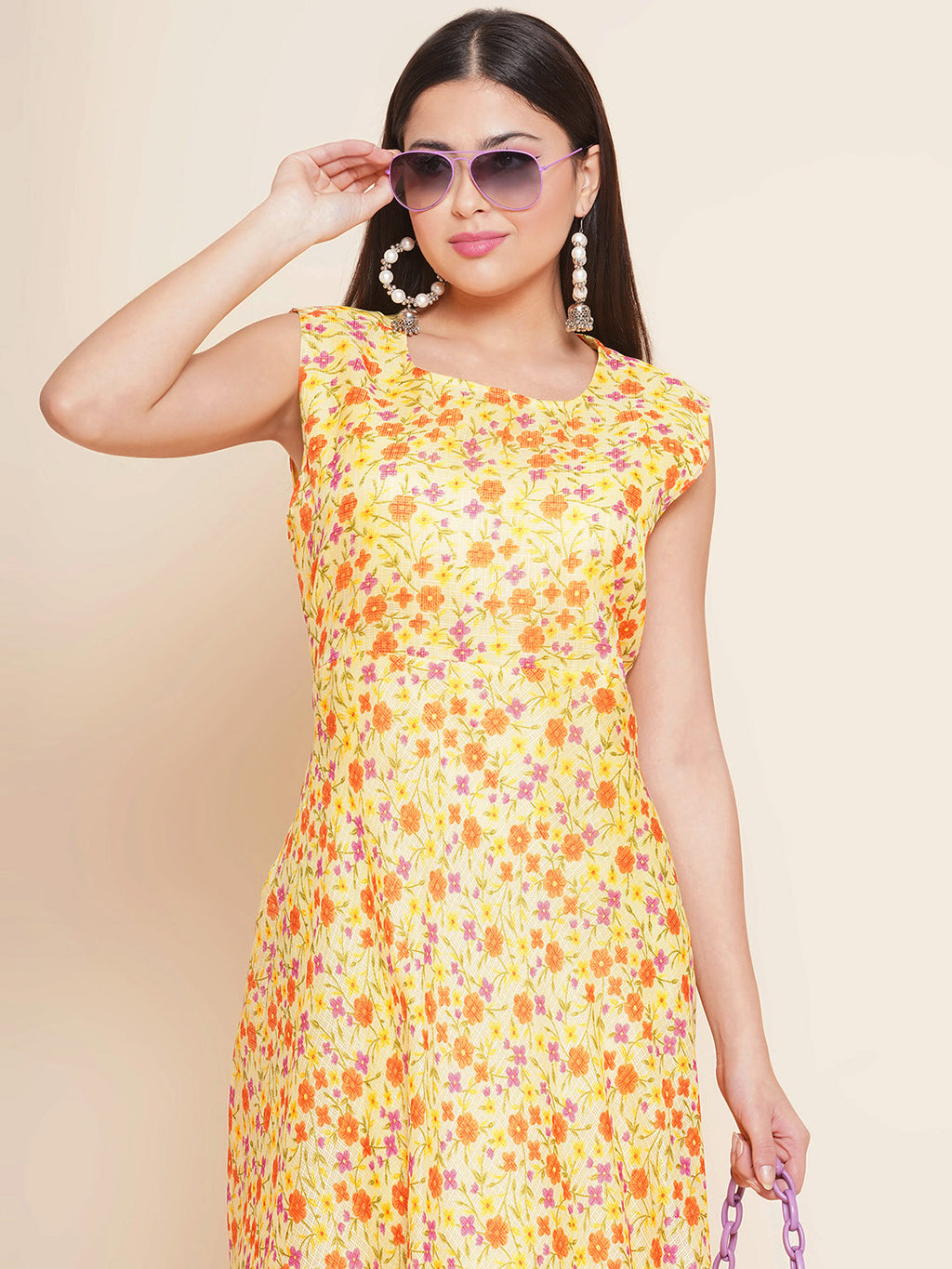 Floral Kota Doria Dress