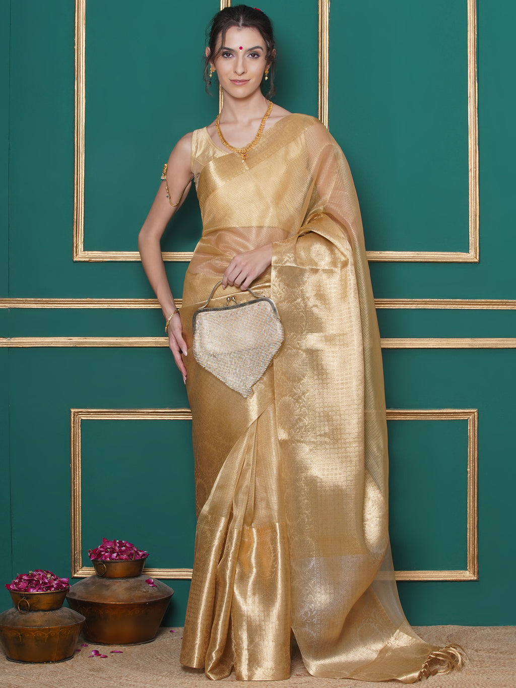 Banarasi Tissue Saree - Golden