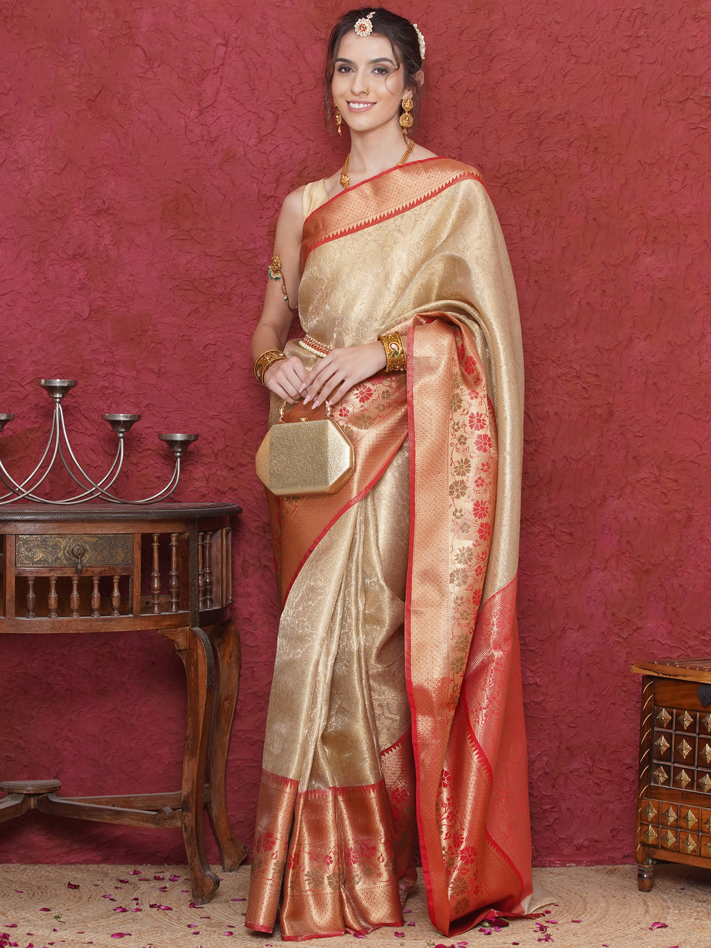 Banarasi Bridal Tissue Saree - Gold