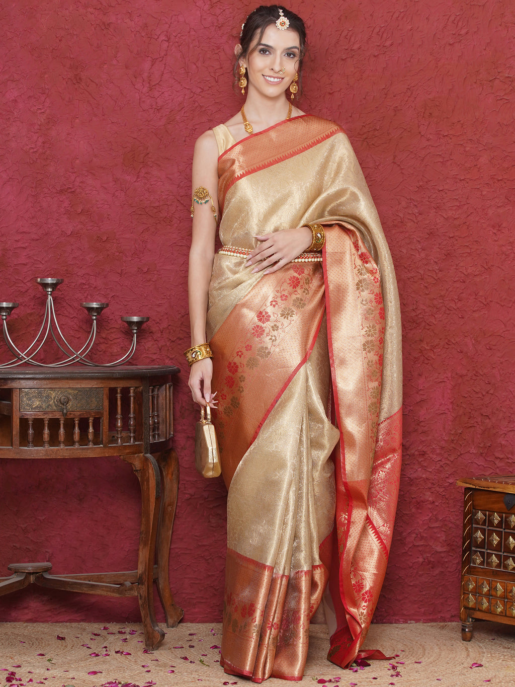 Banarasi Bridal Tissue Saree - Gold
