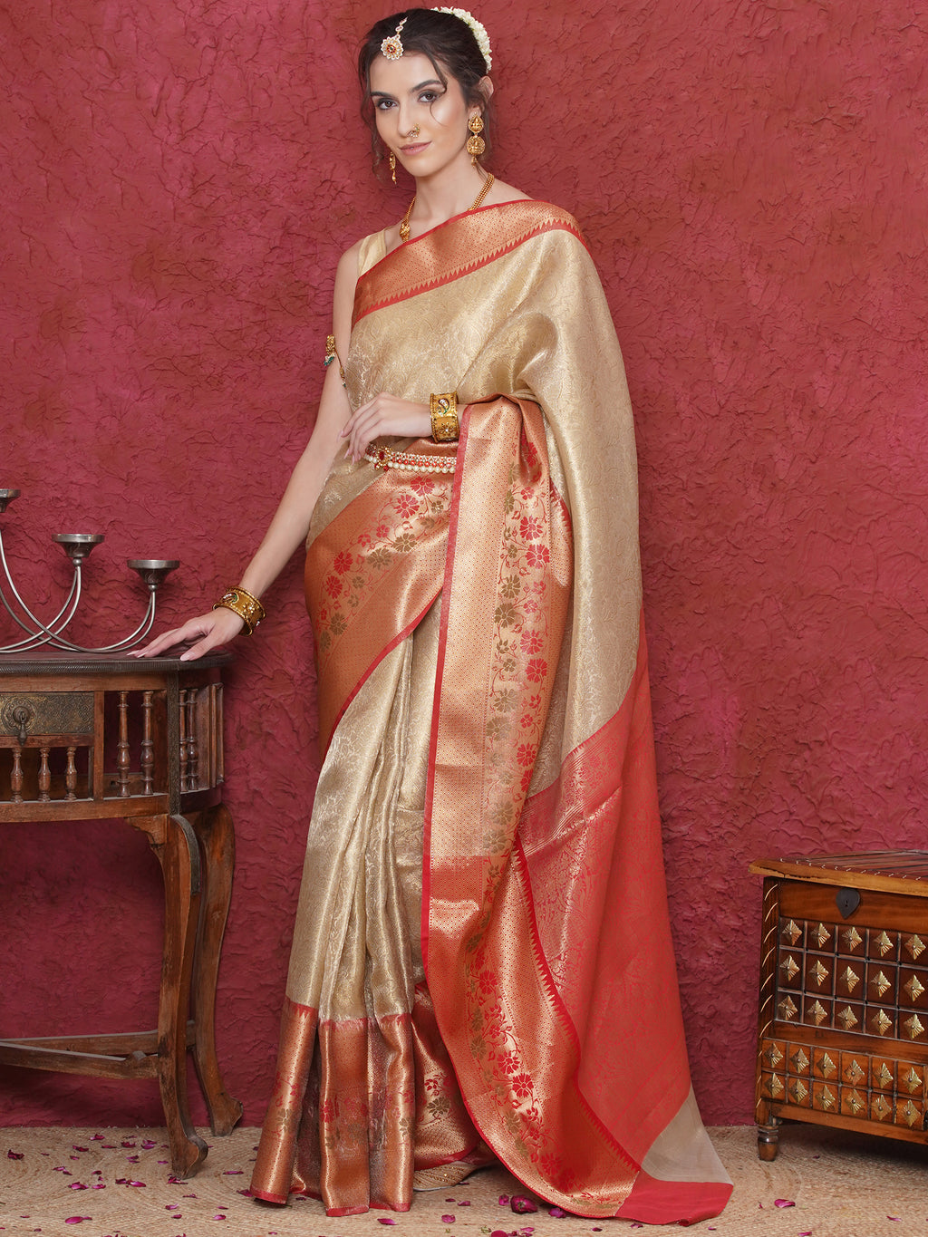 Banarasi Bridal Tissue Saree - Gold