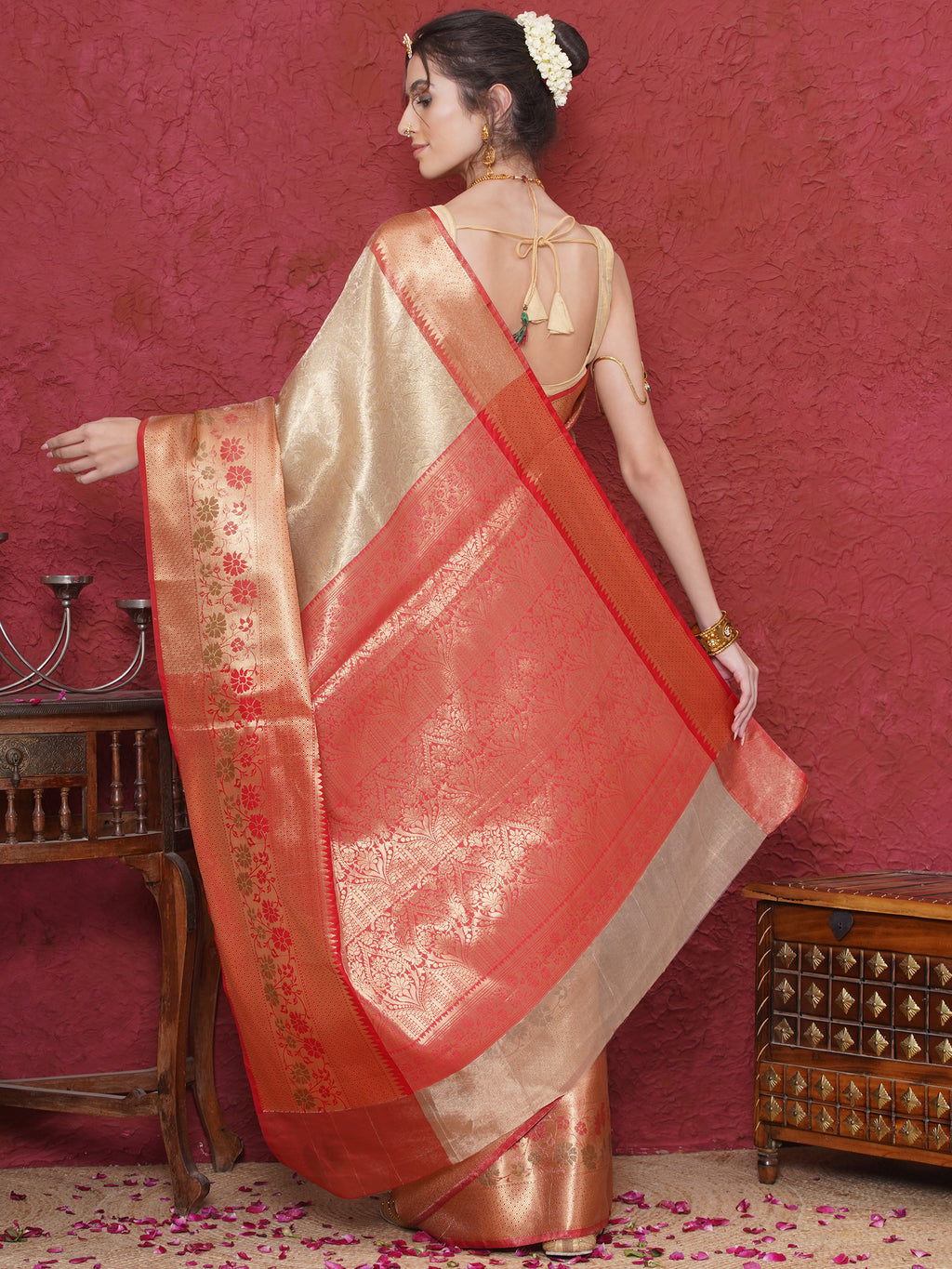 Banarasi Bridal Tissue Saree - Gold