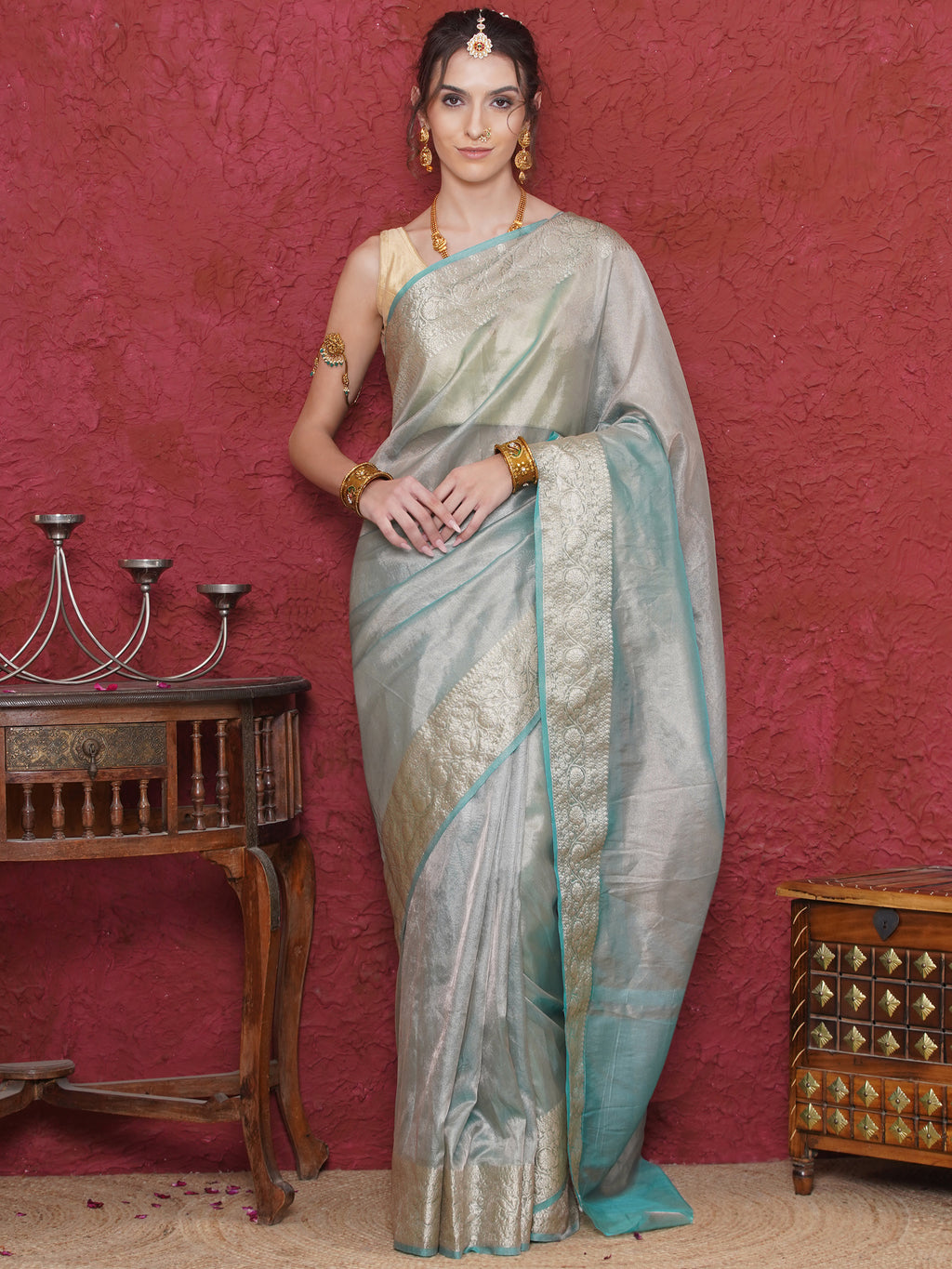 Banarasi Soft Tissue Silk Saree - Blue