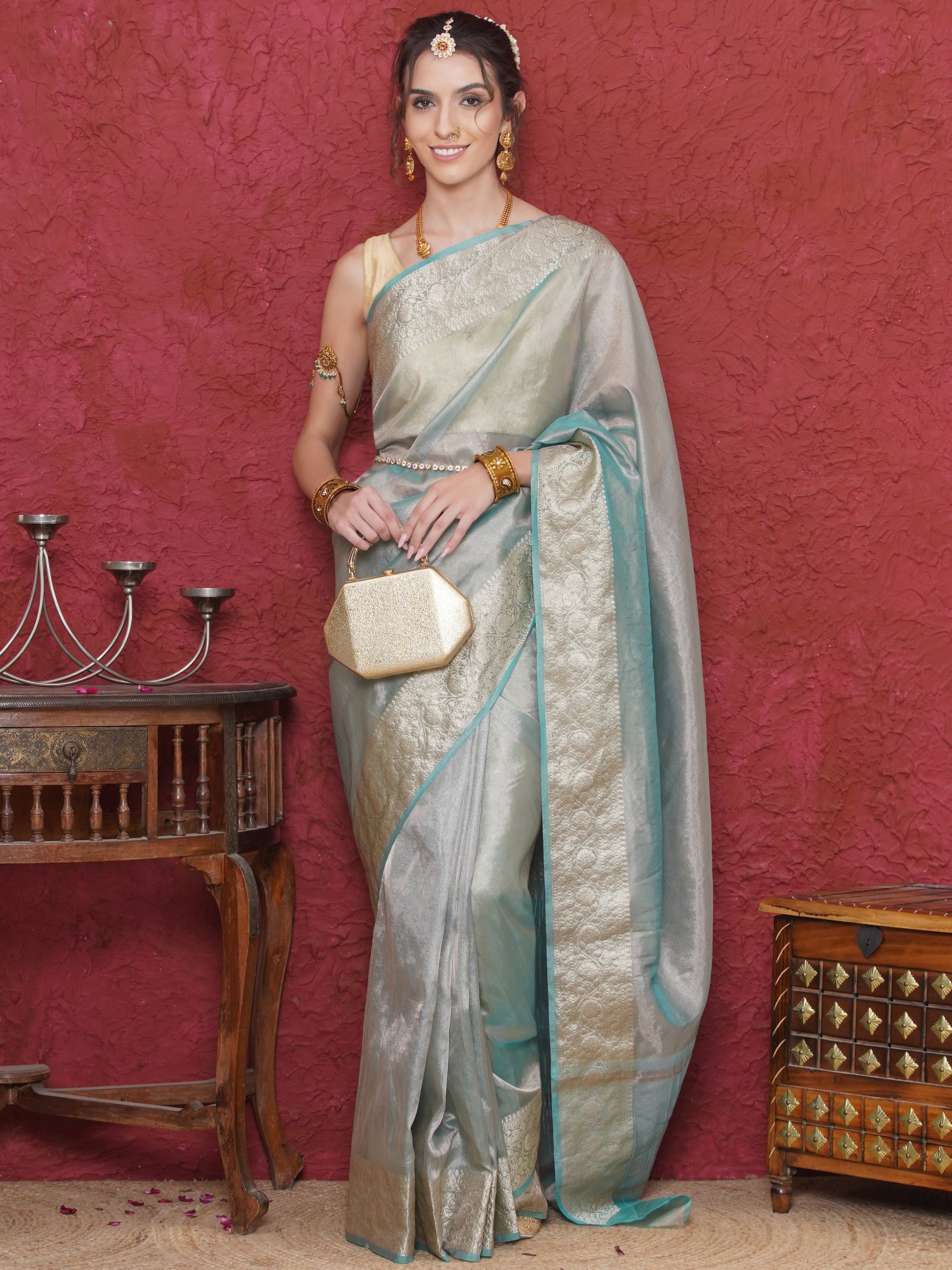 Banarasi Soft Tissue Silk Saree - Blue