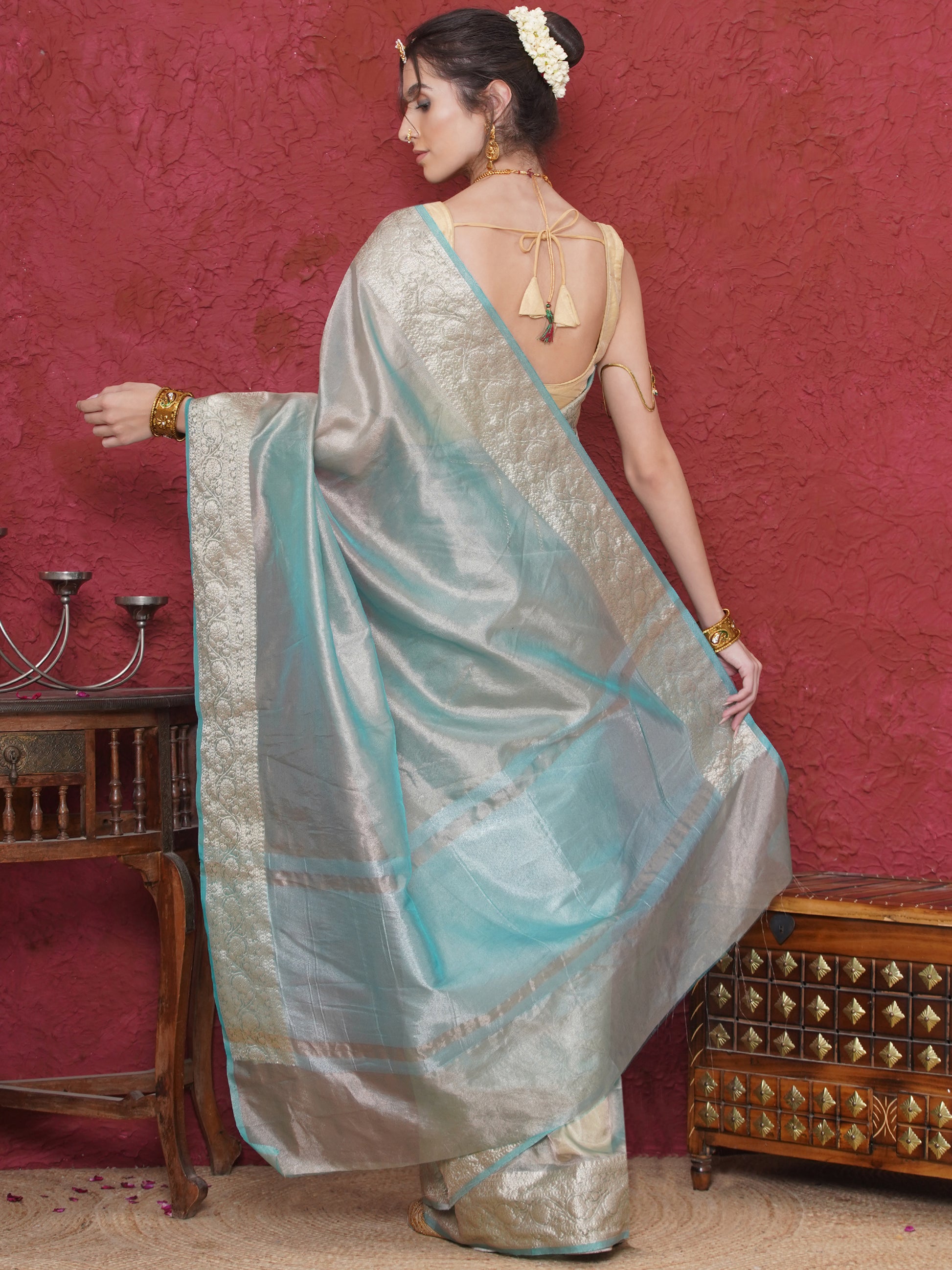 Banarasi Soft Tissue Silk Saree - Blue