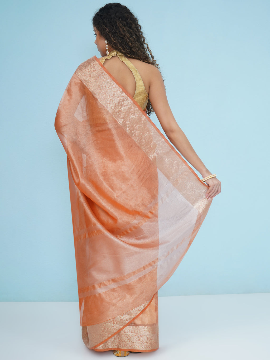 Banarasi Soft Tissue Silk Saree - Orange
