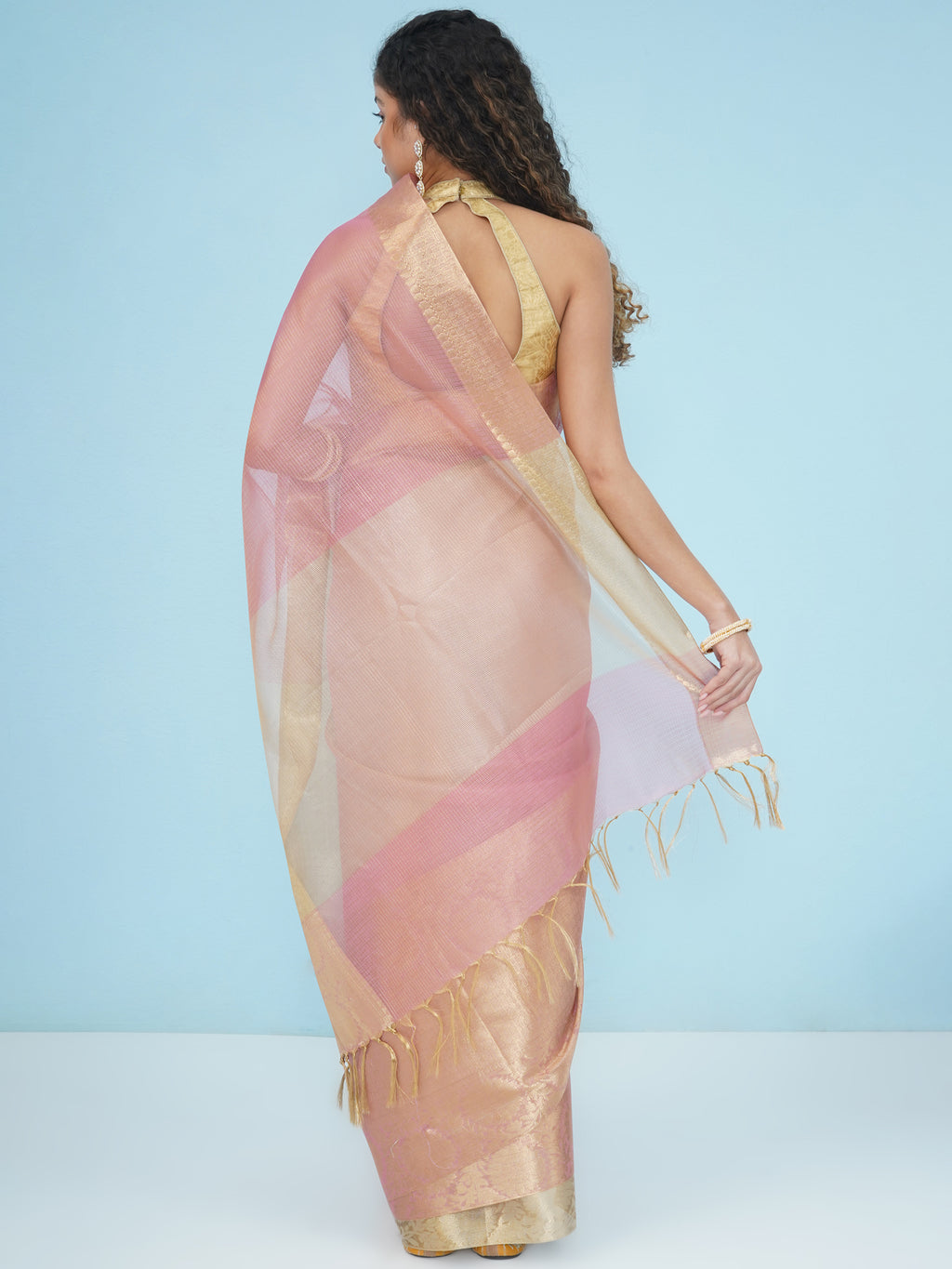 Banarasi Tissue Saree - Pastel Pink