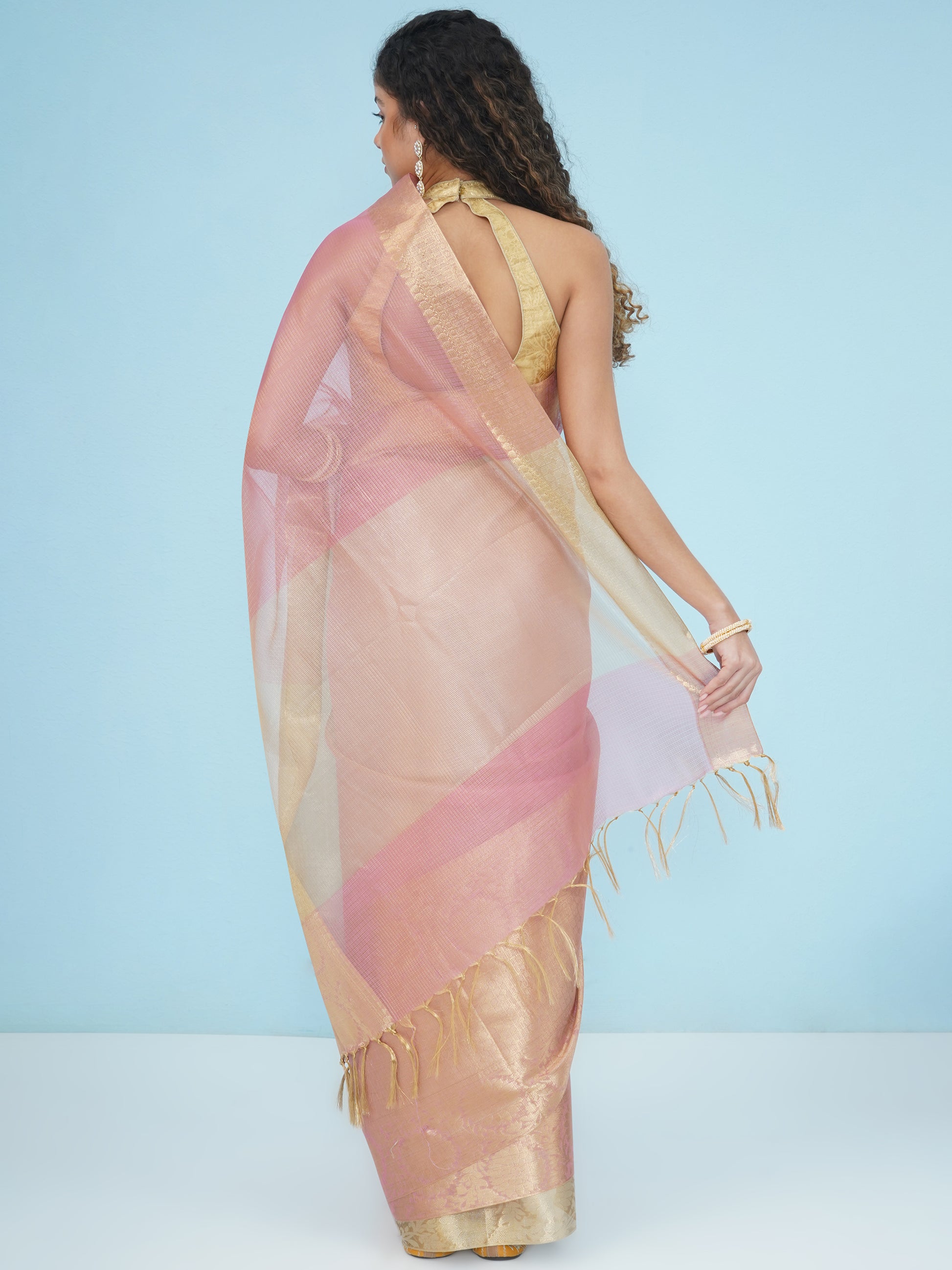 Banarasi Tissue Saree - Pastel Pink