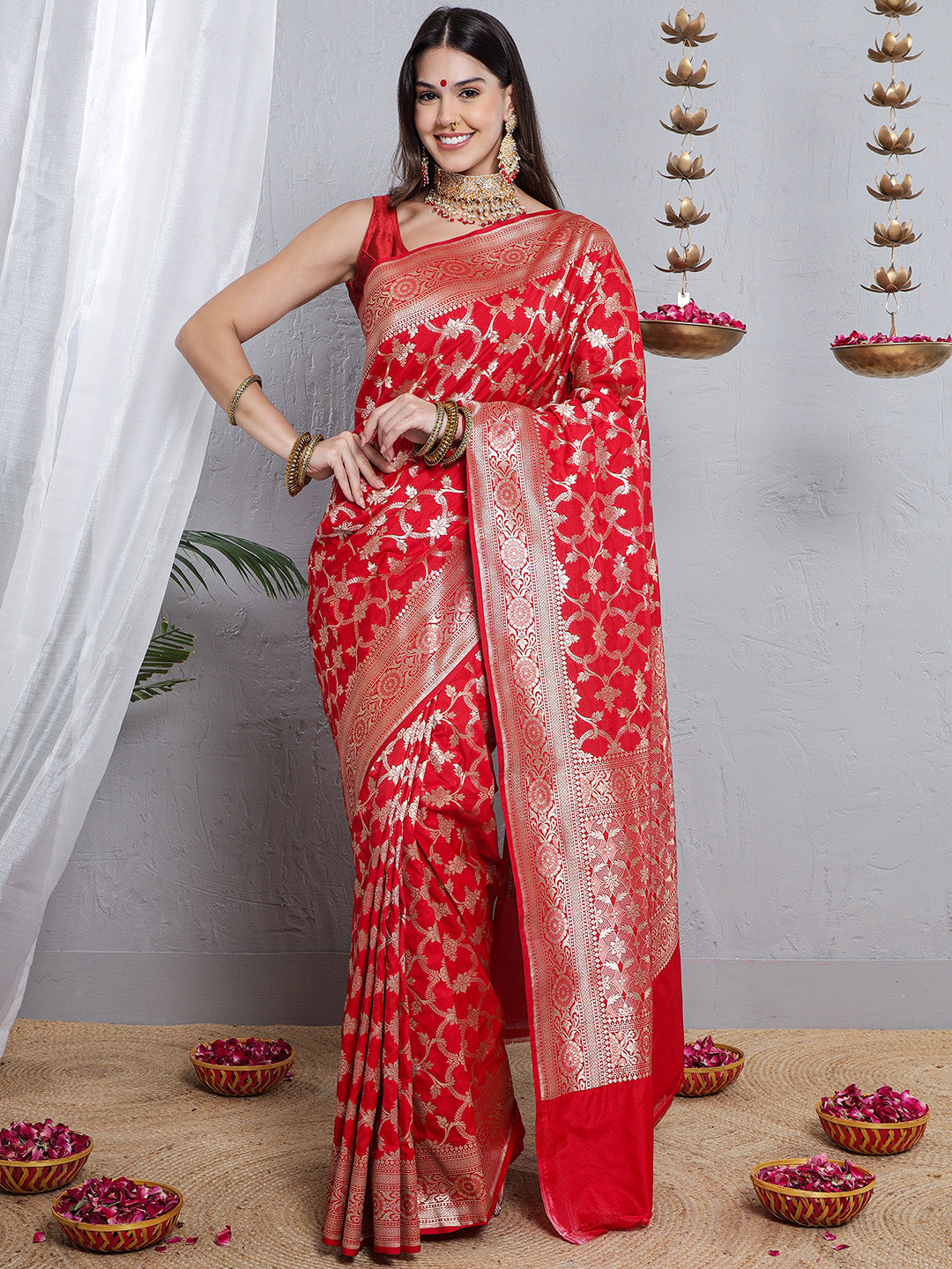 Banarasi Handloom Katan Silk Saree - Red