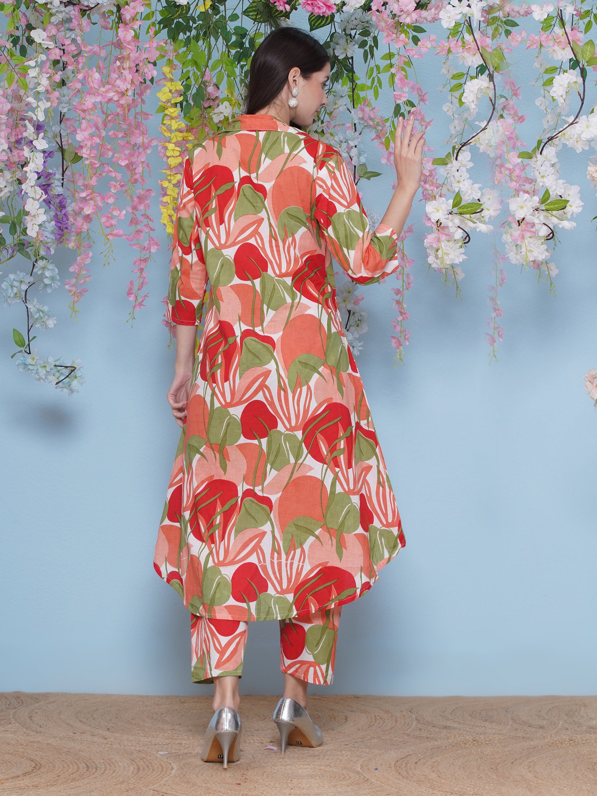 Printed Cotton Co-Ord Set - Orange