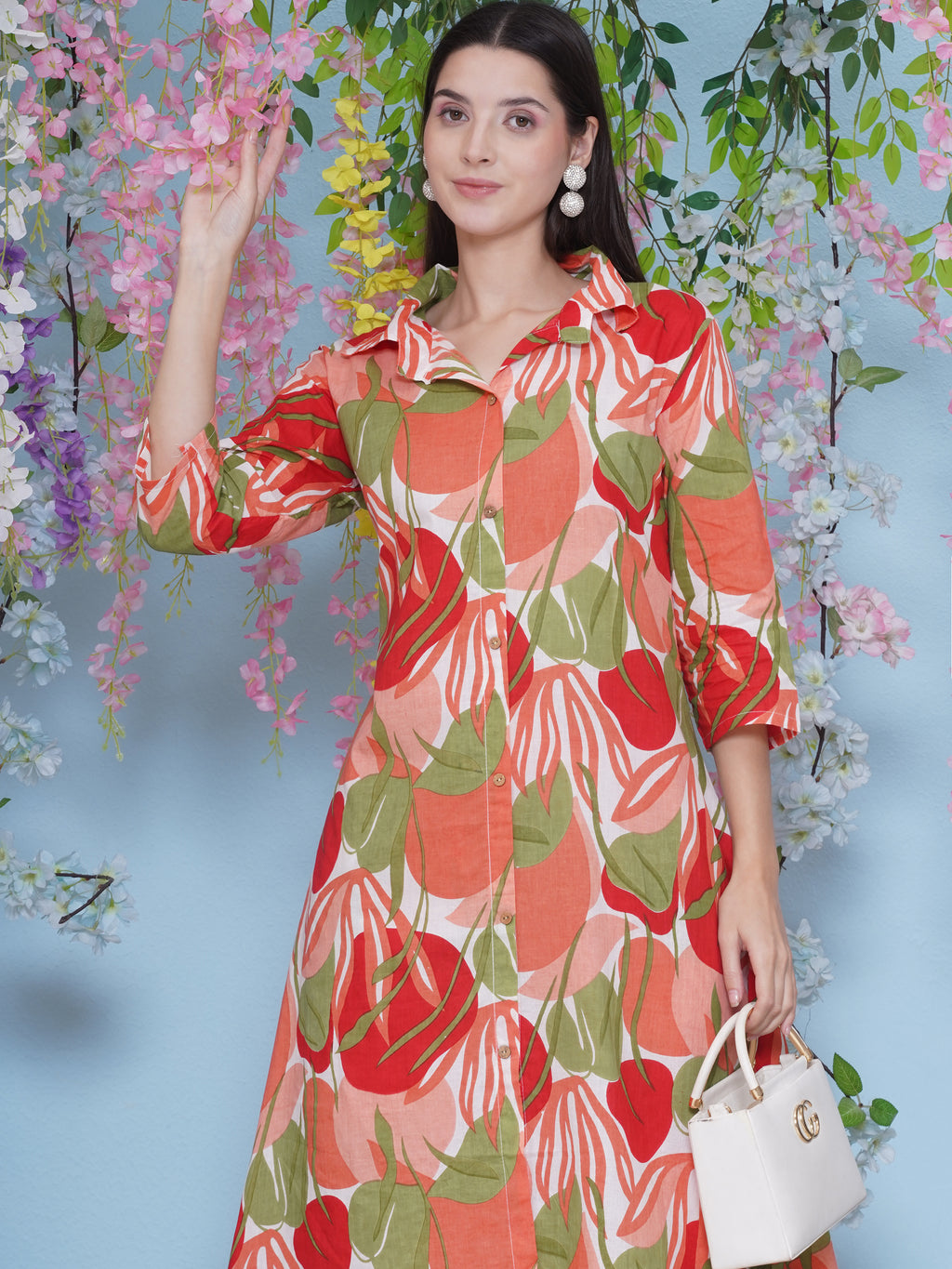 Printed Cotton Co-Ord Set - Orange