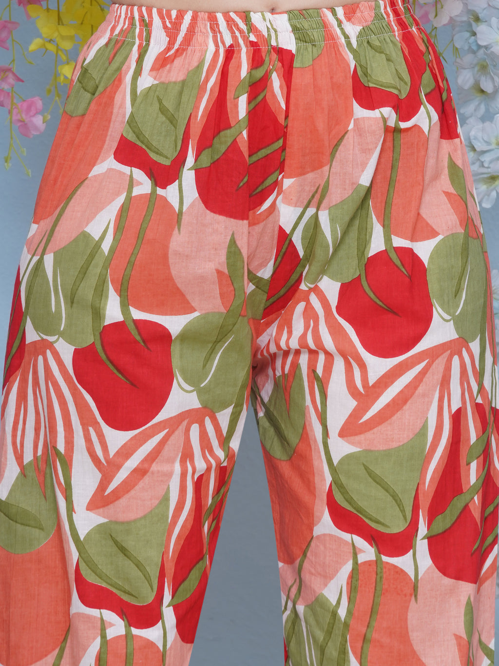 Printed Cotton Co-Ord Set - Orange