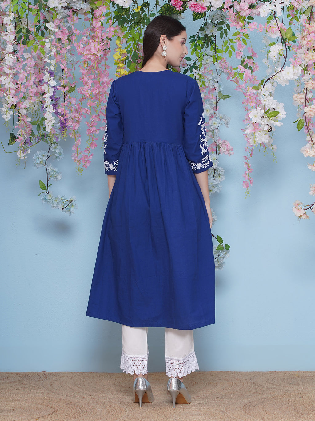 Hand Embroidered Kurta Set - Cobalt Blue