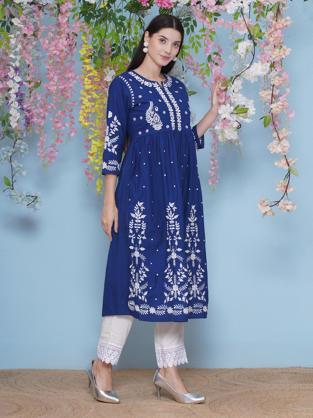 Hand Embroidered Kurta Set - Cobalt Blue