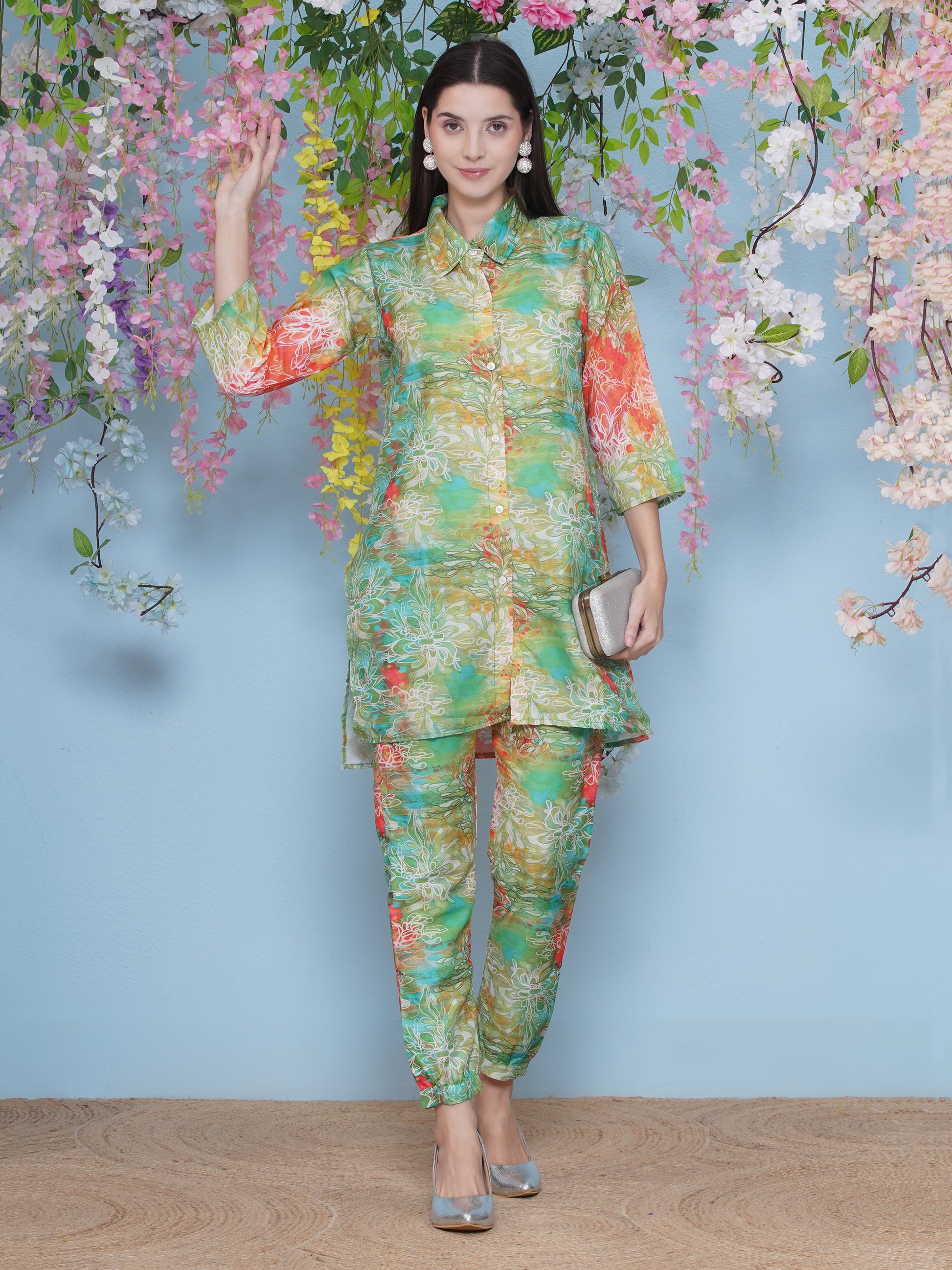 Muslin Printed Co-ord Set - Green