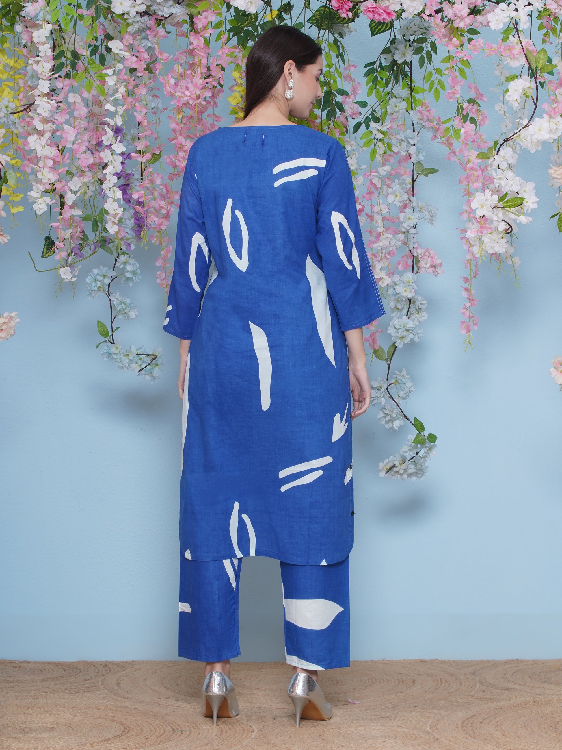 Cotton Printed Co-Ord Set - Blue