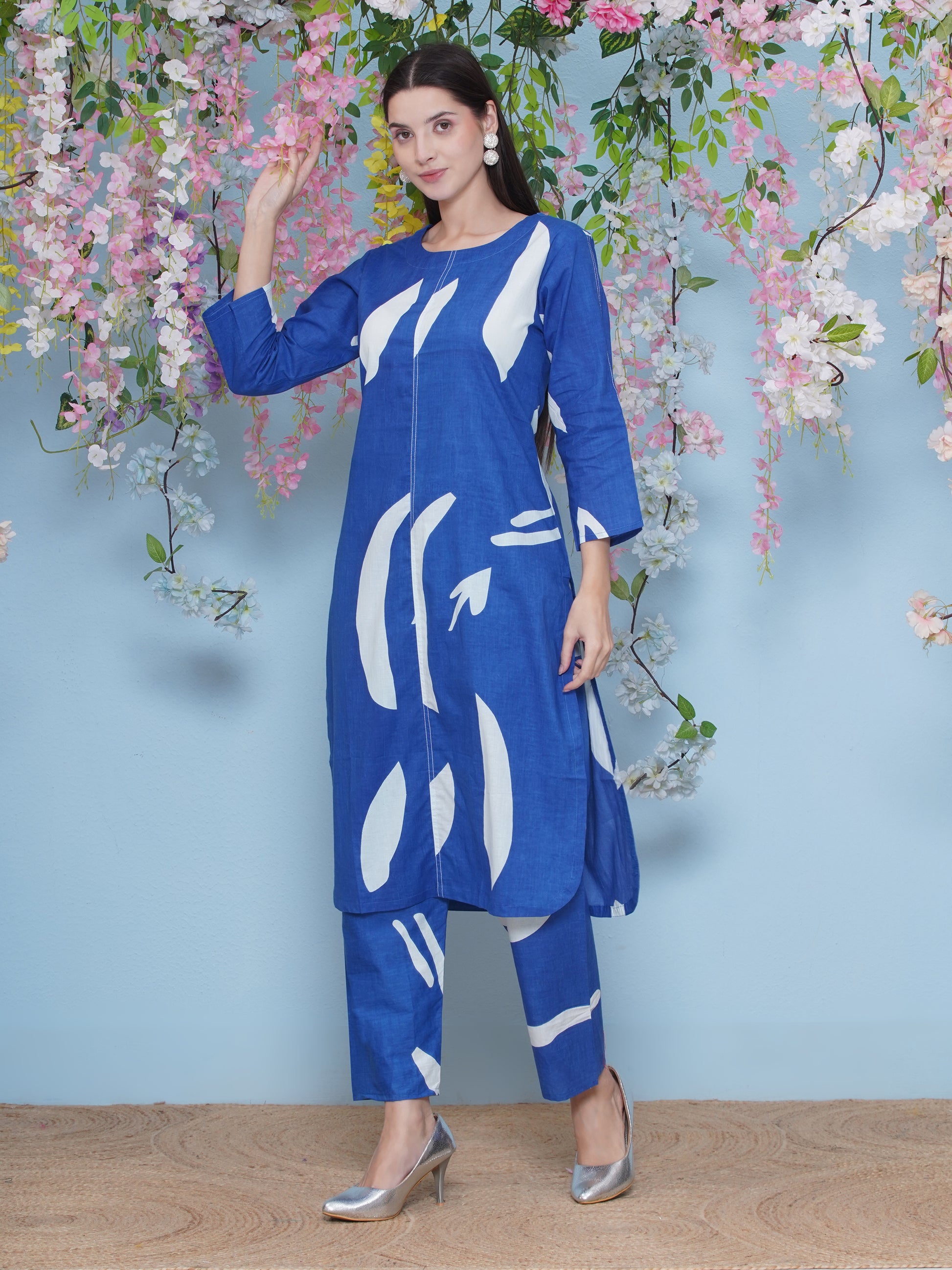 Cotton Printed Co-Ord Set - Blue
