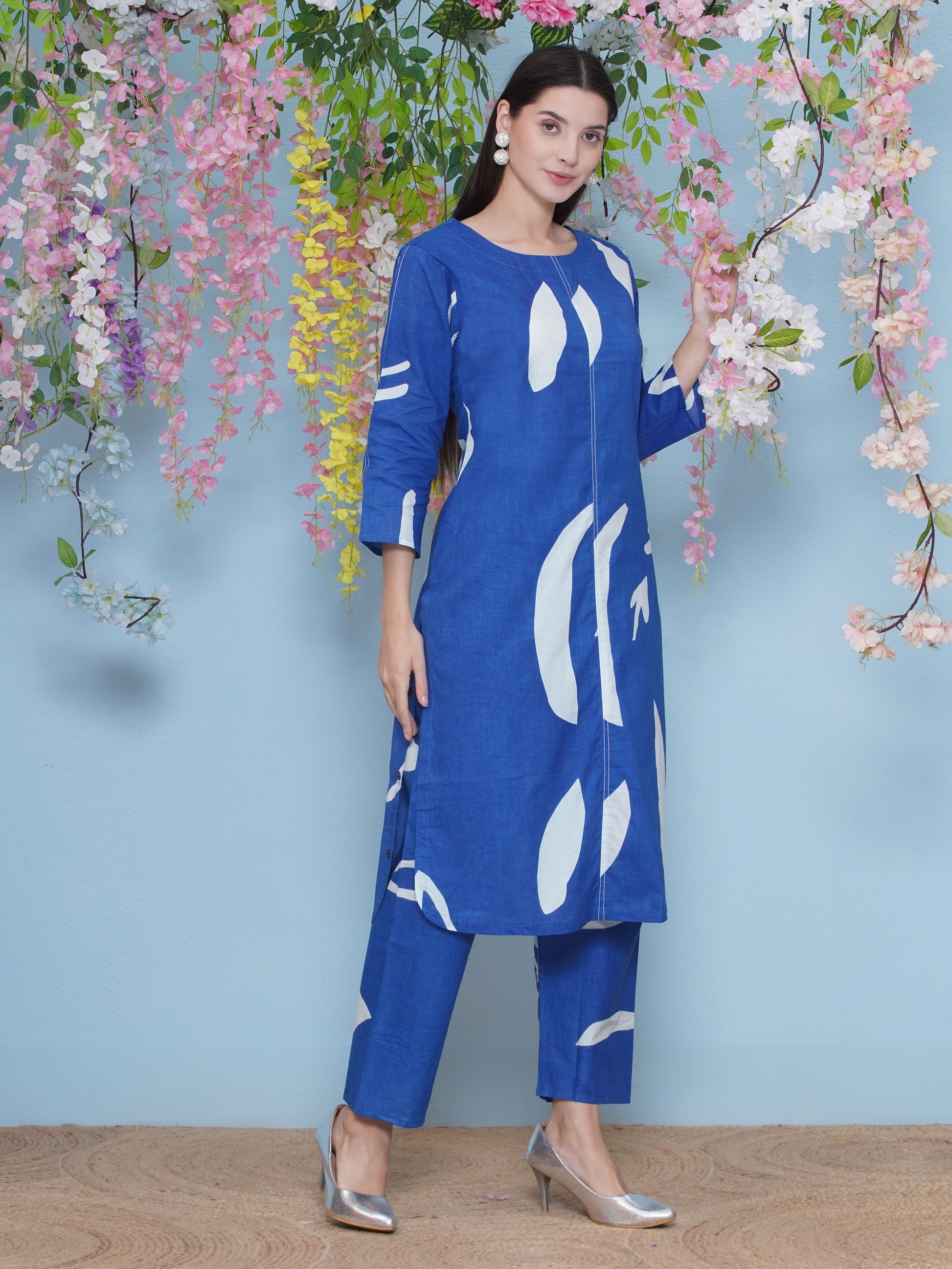 Cotton Printed Co-Ord Set - Blue