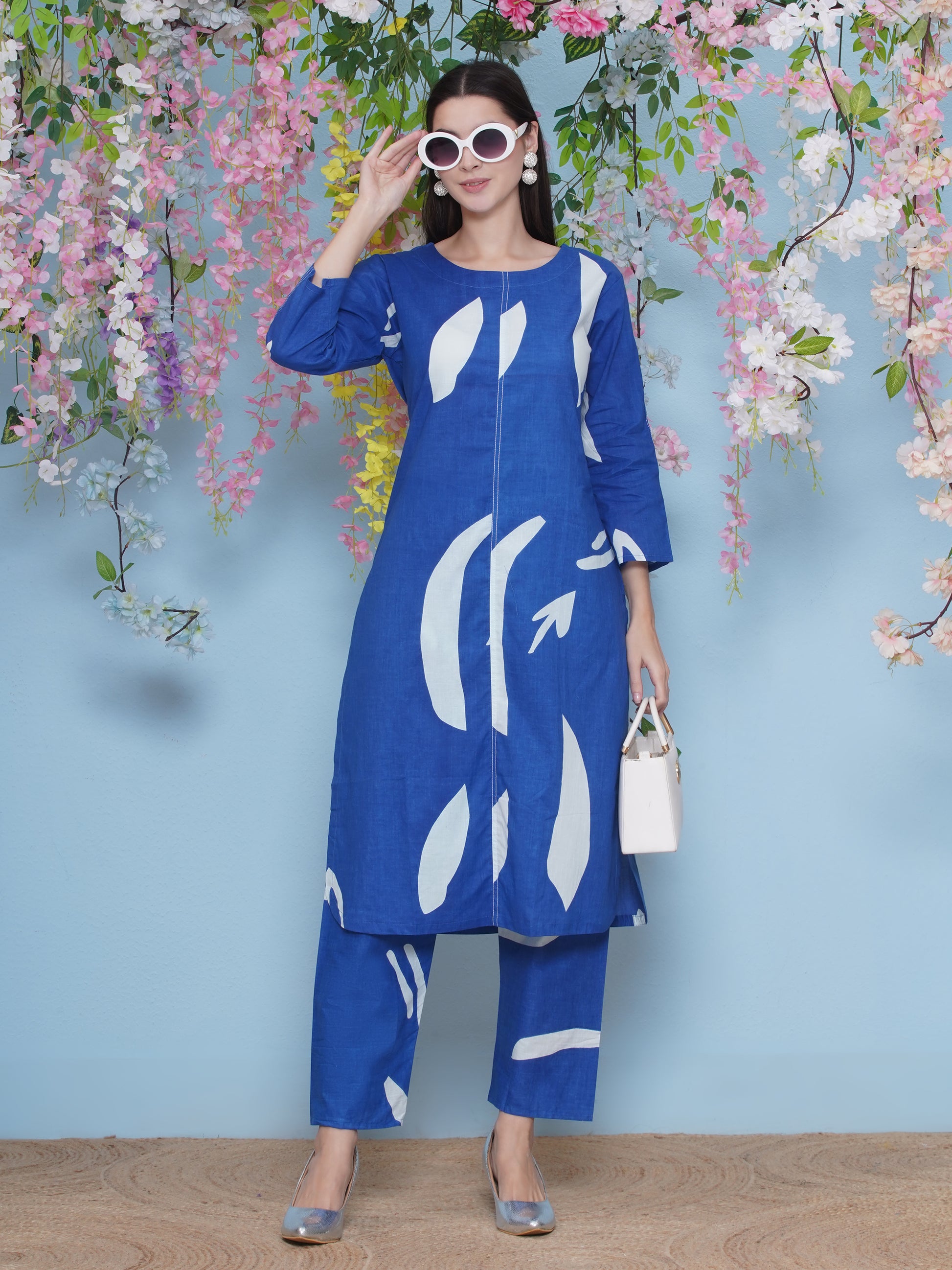 Cotton Printed Co-Ord Set - Blue