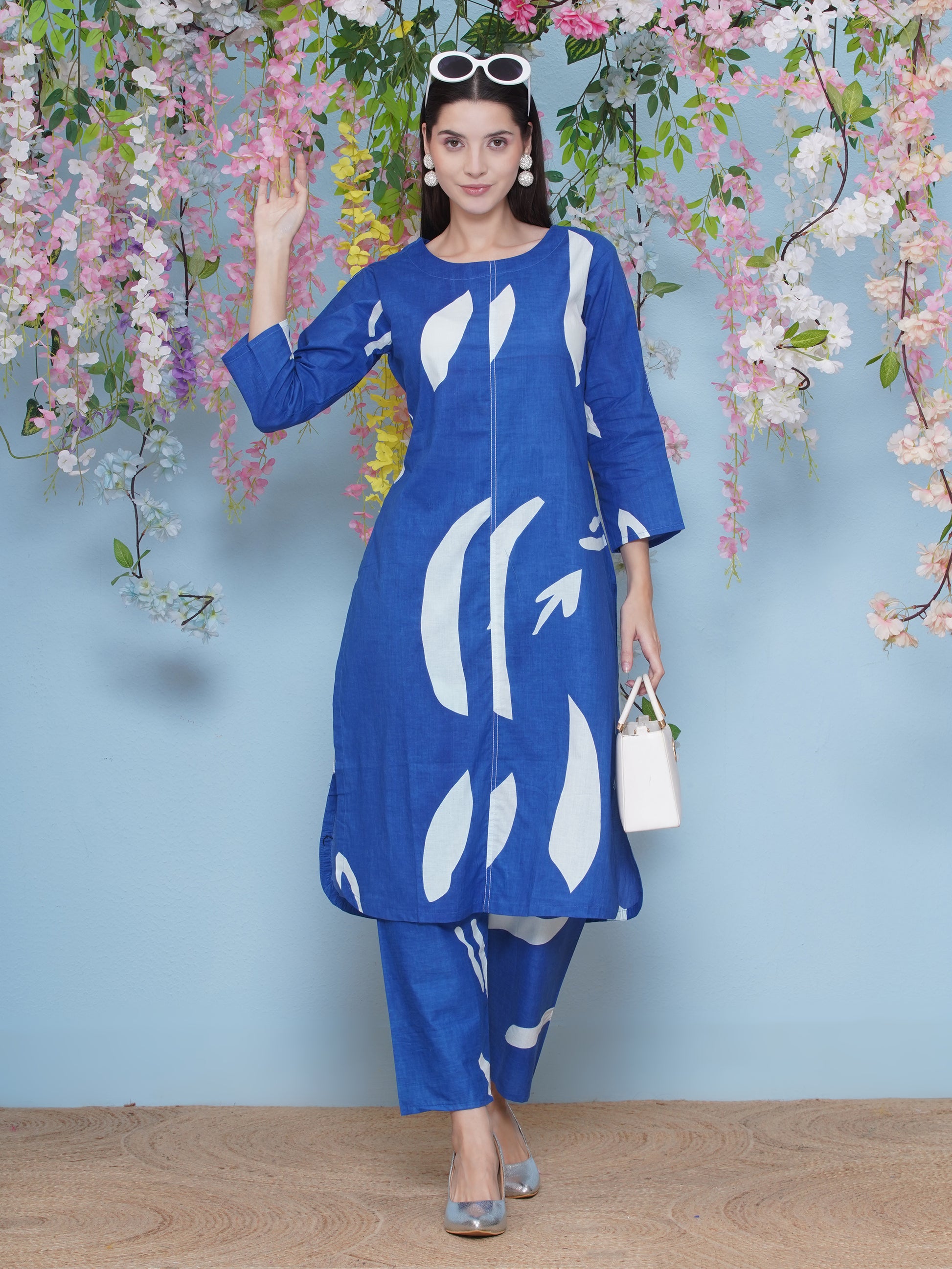 Cotton Printed Co-Ord Set - Blue