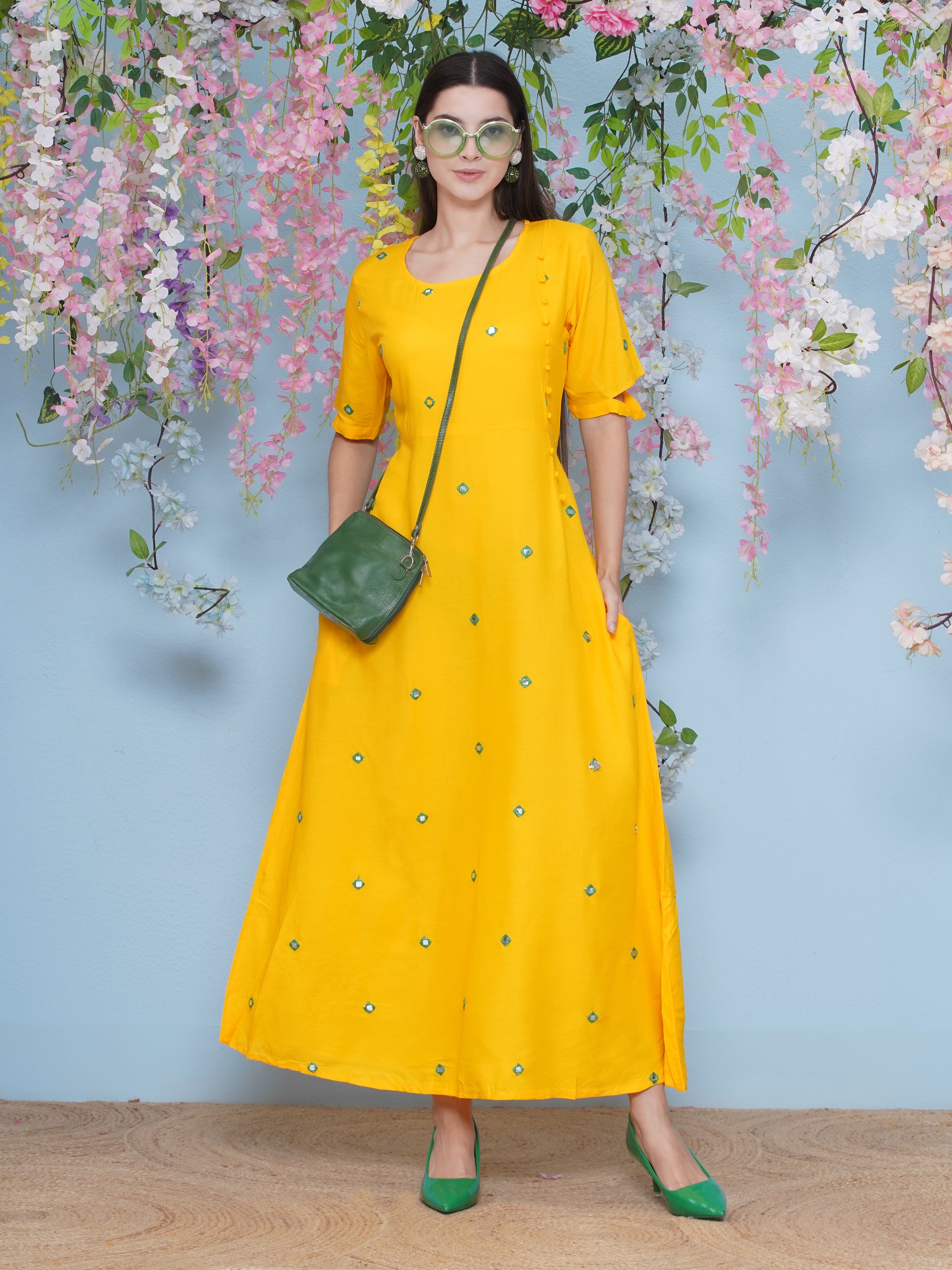 A-Line Long Dress - Yellow