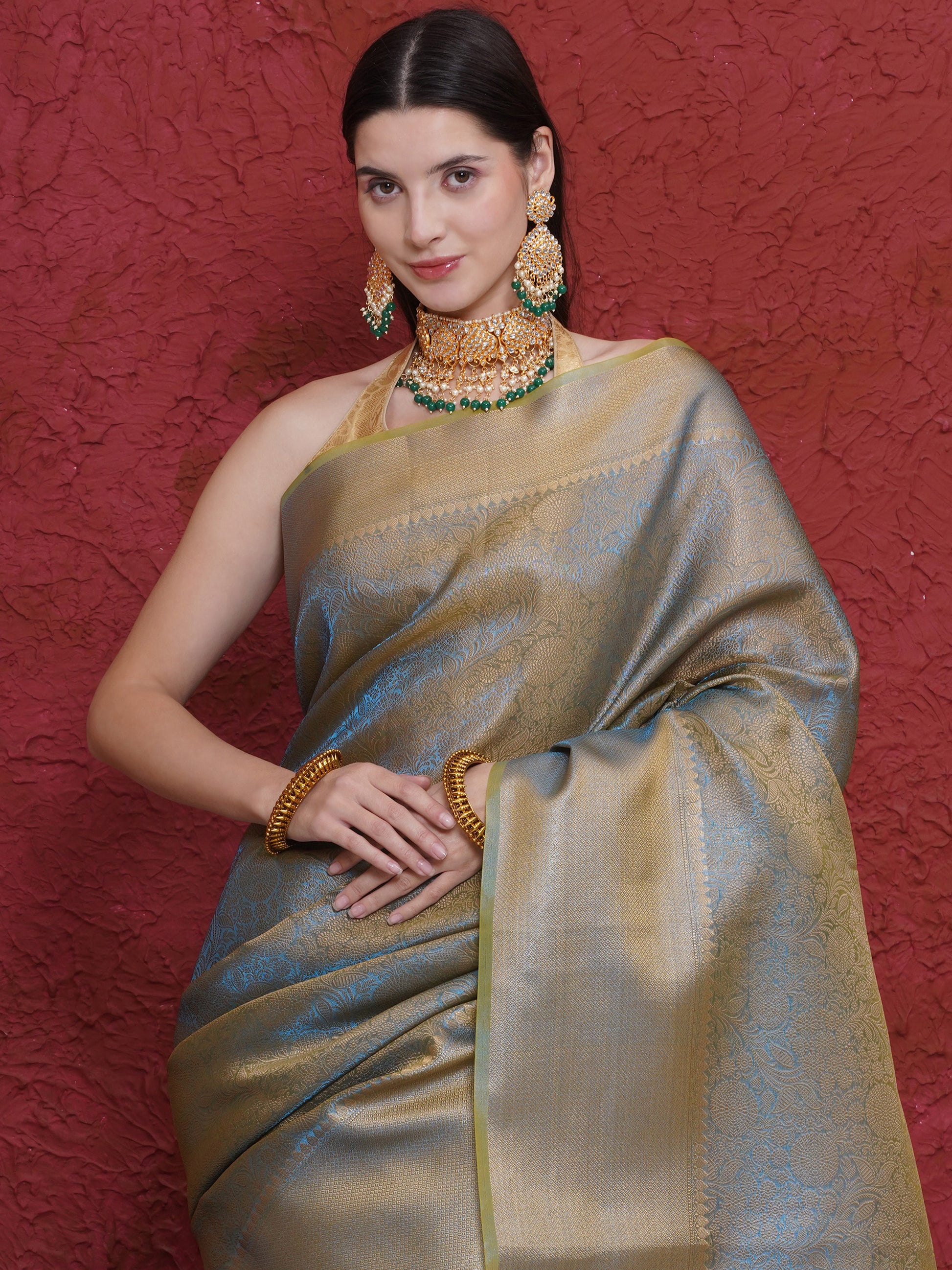 Banarasi Dual-Tone Tissue Saree - Blue