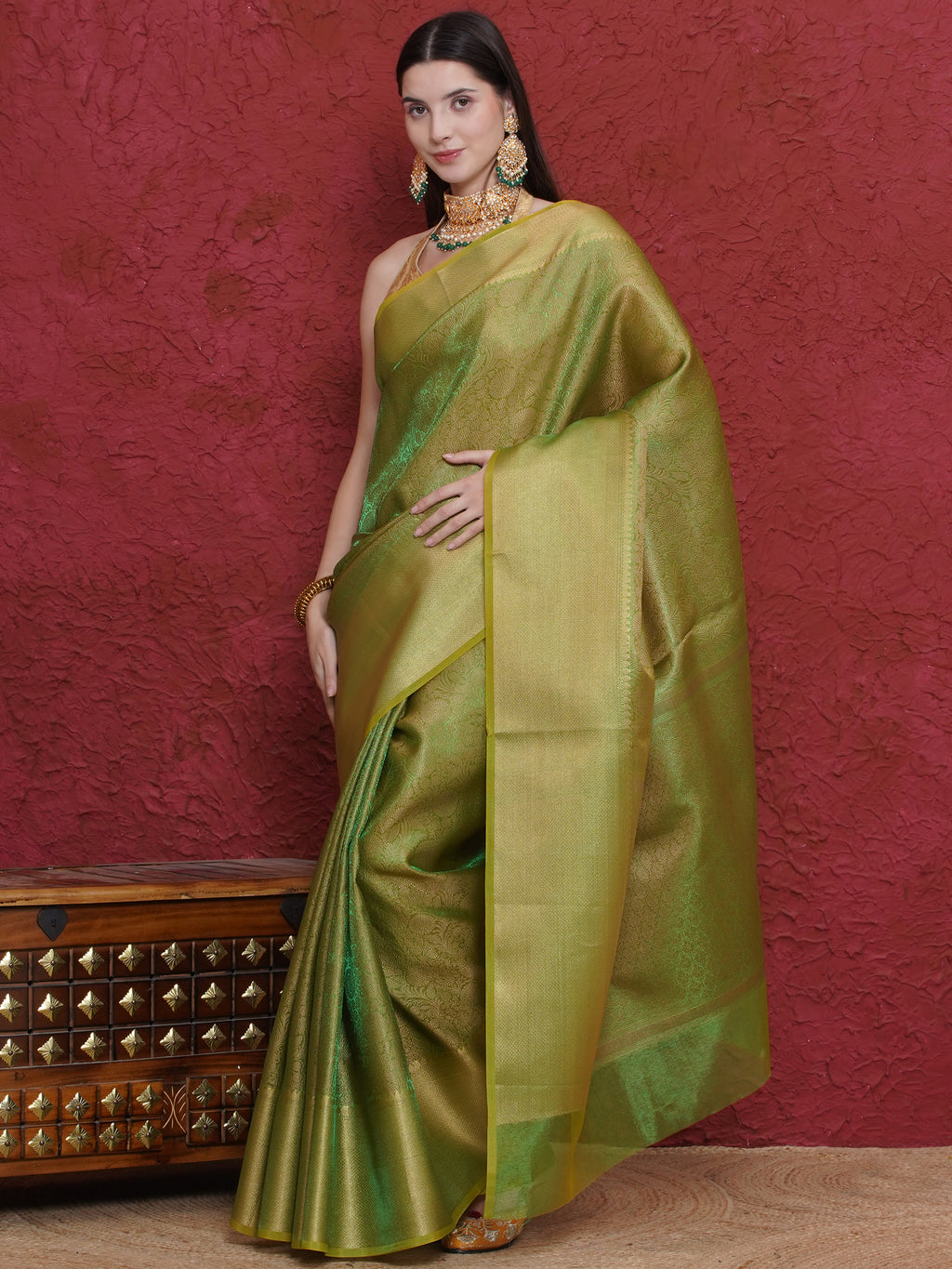 Banarasi Dual-Tone Tissue Saree - Green
