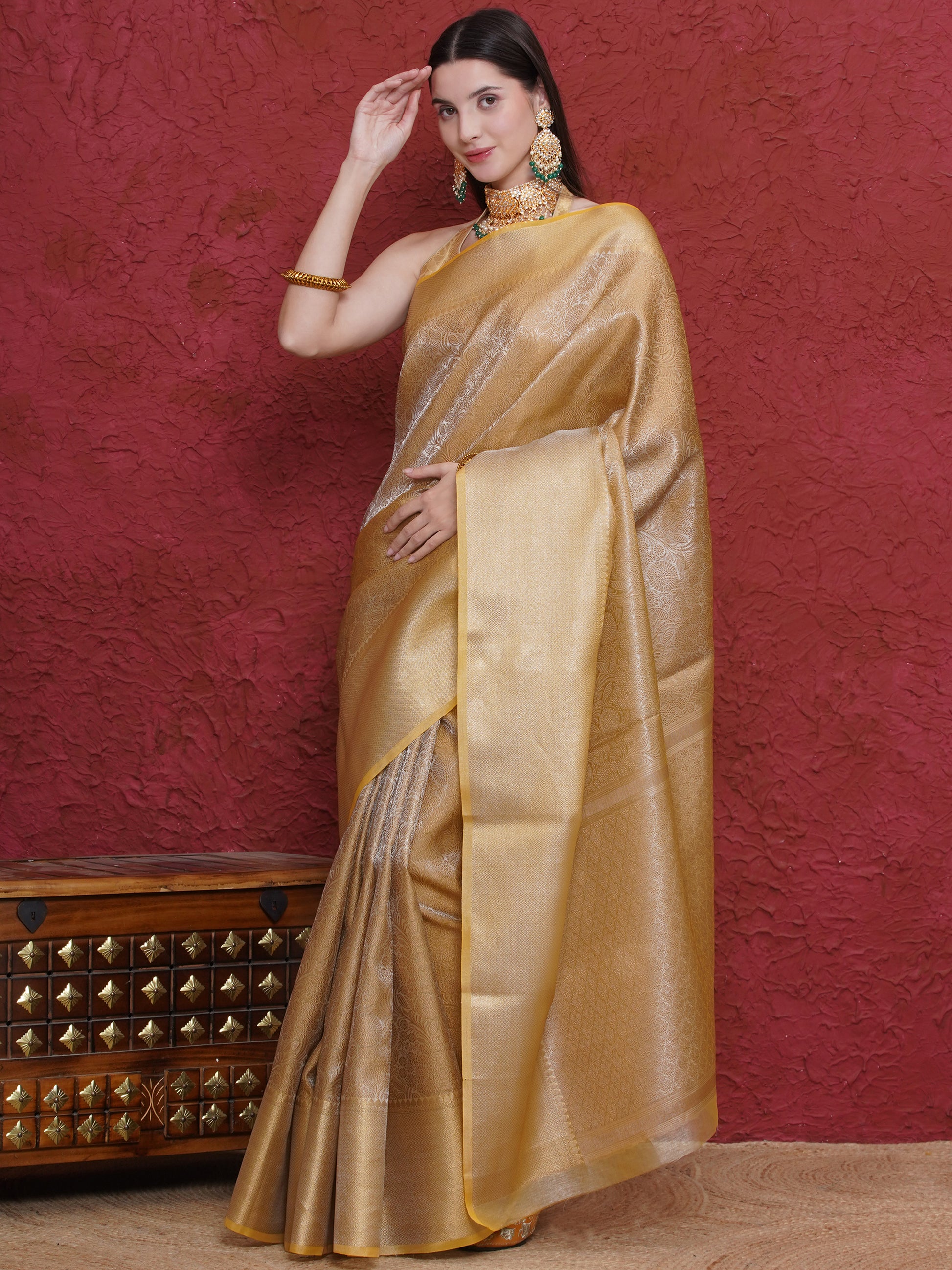 Banarasi Dual-Tone Tissue Saree - Yellow