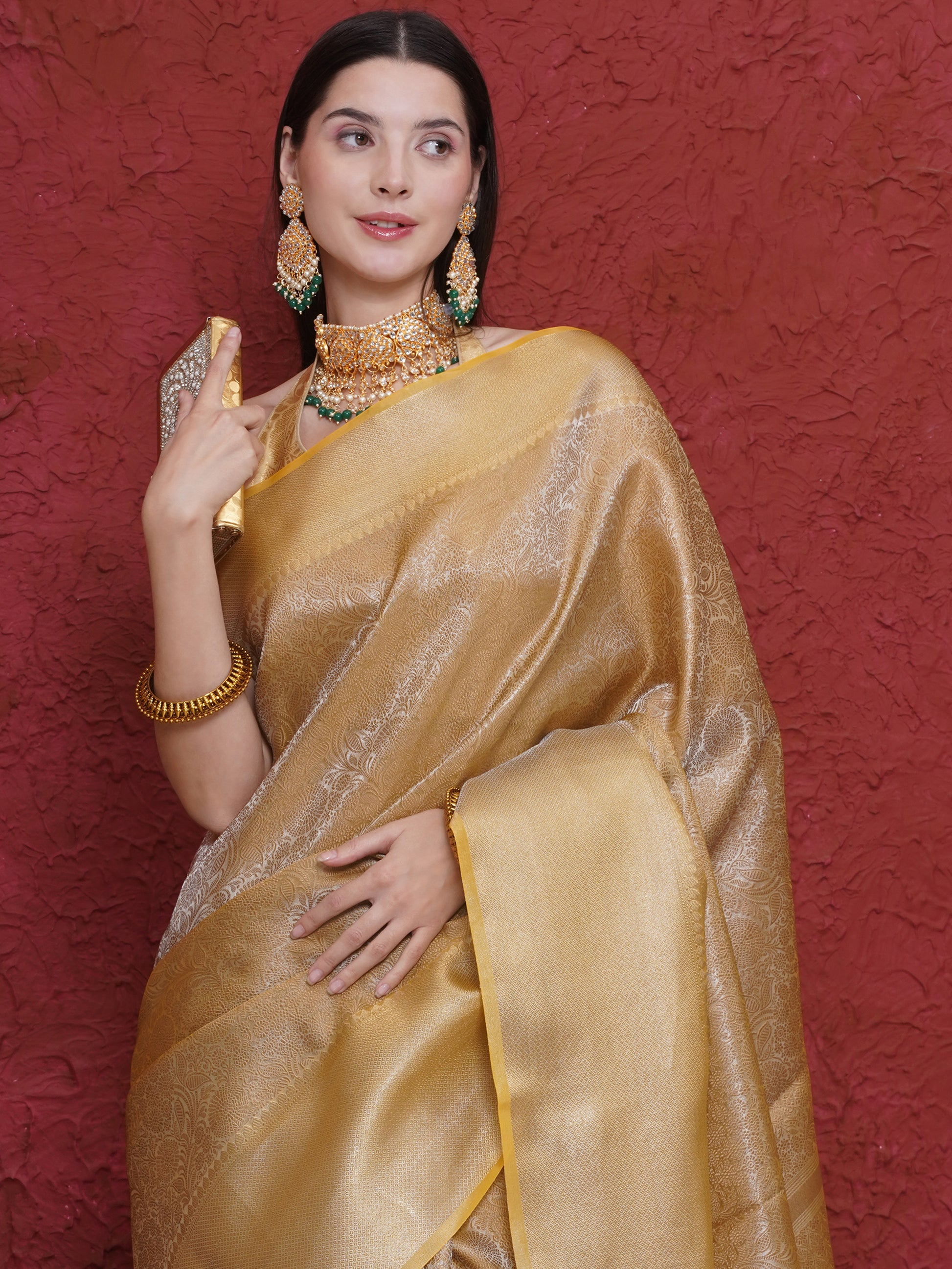 Banarasi Dual-Tone Tissue Saree - Yellow