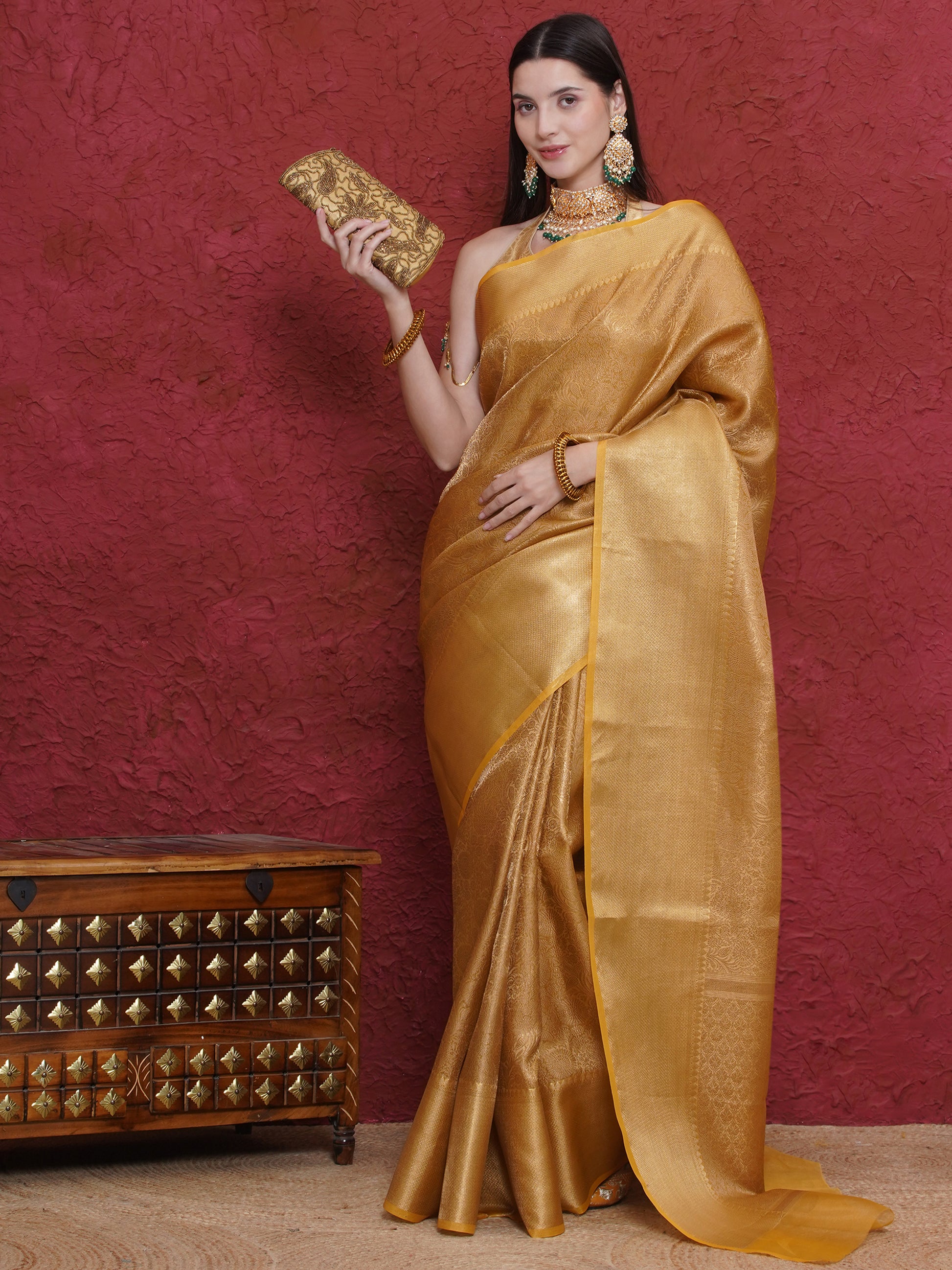 Banarasi Dual-Tone Tissue Saree - Gold