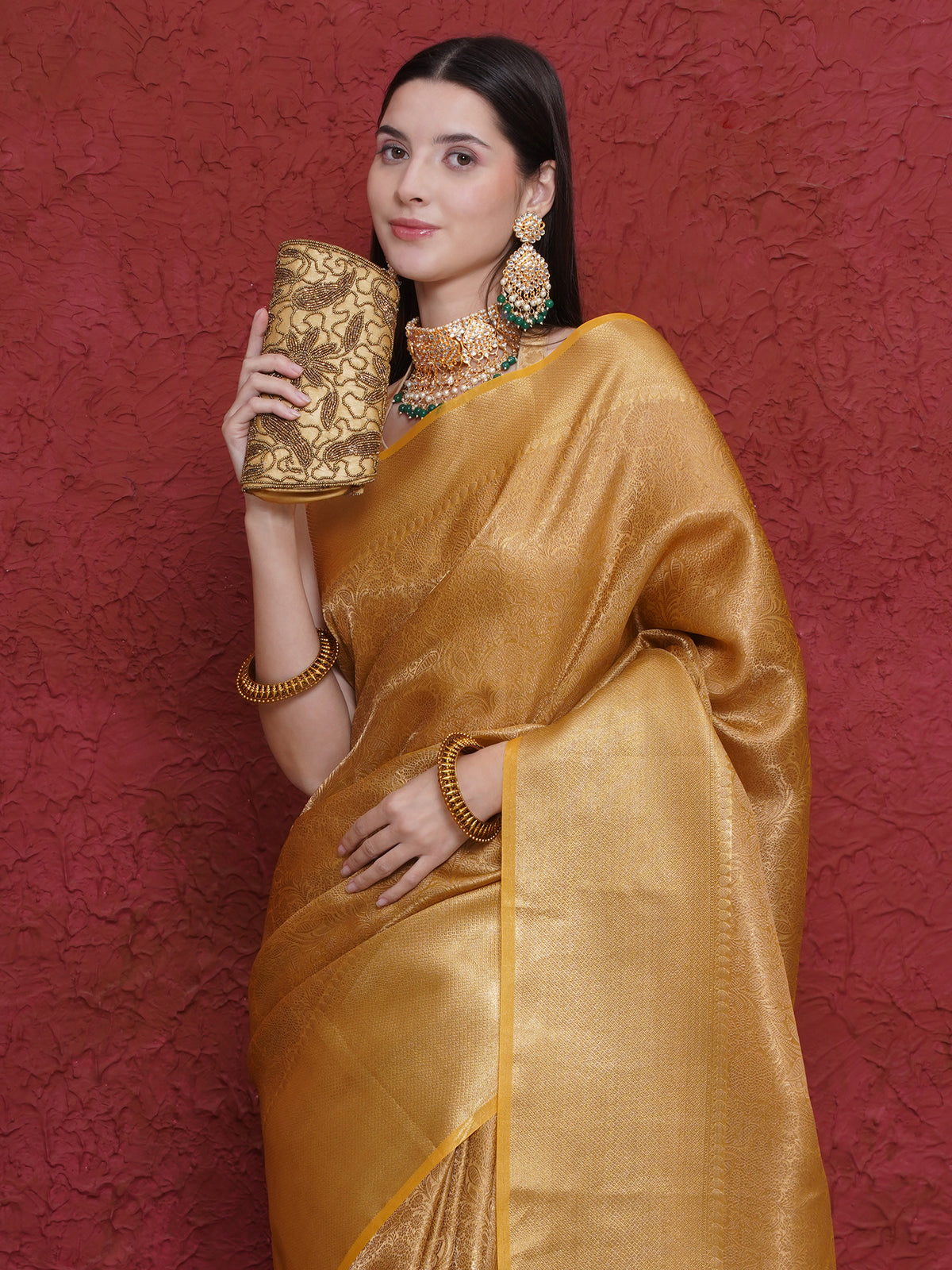 Banarasi Dual-Tone Tissue Saree - Gold