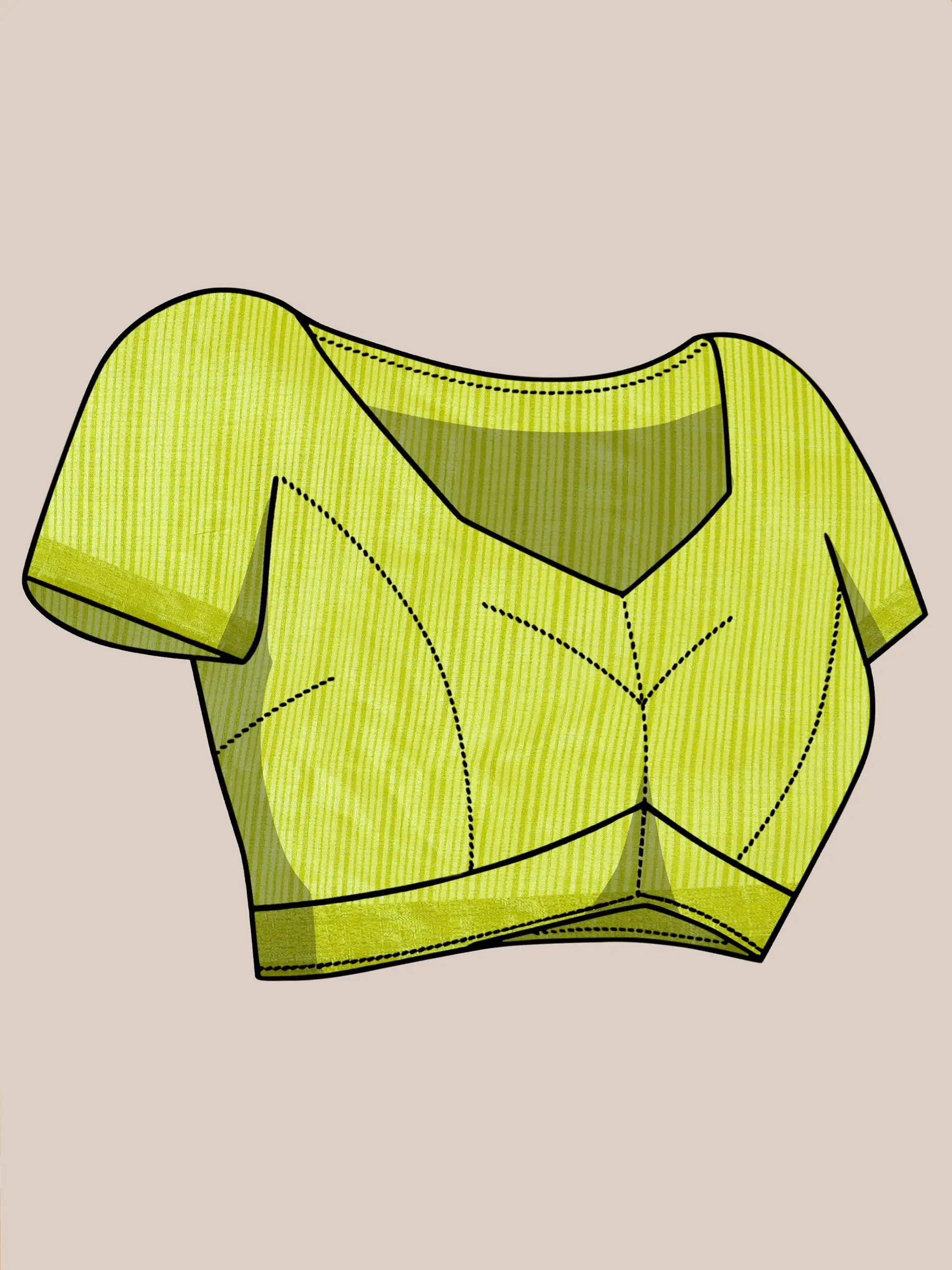 Khadi Silk Saree with Polka Motifs & Neon Accent